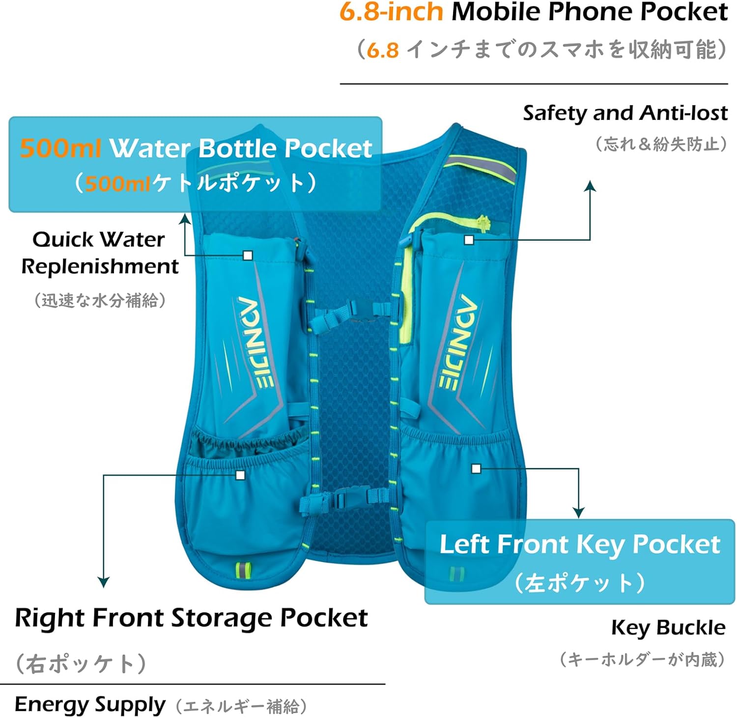 TRIWONDER – Mochila de hidratación para senderismo, bolsa de agua, chaleco para correr, para uso al aire libre, ciclismo, festivales, raves,