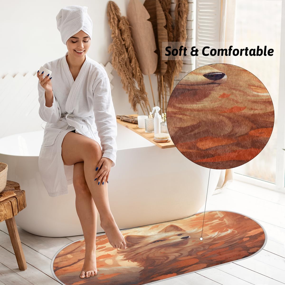 cfpolar Watercolro – Alfombra de baño de zorro de arce, antideslizante, tapete de baño de microfibra absorbente, tapetes y alfombras de cocina