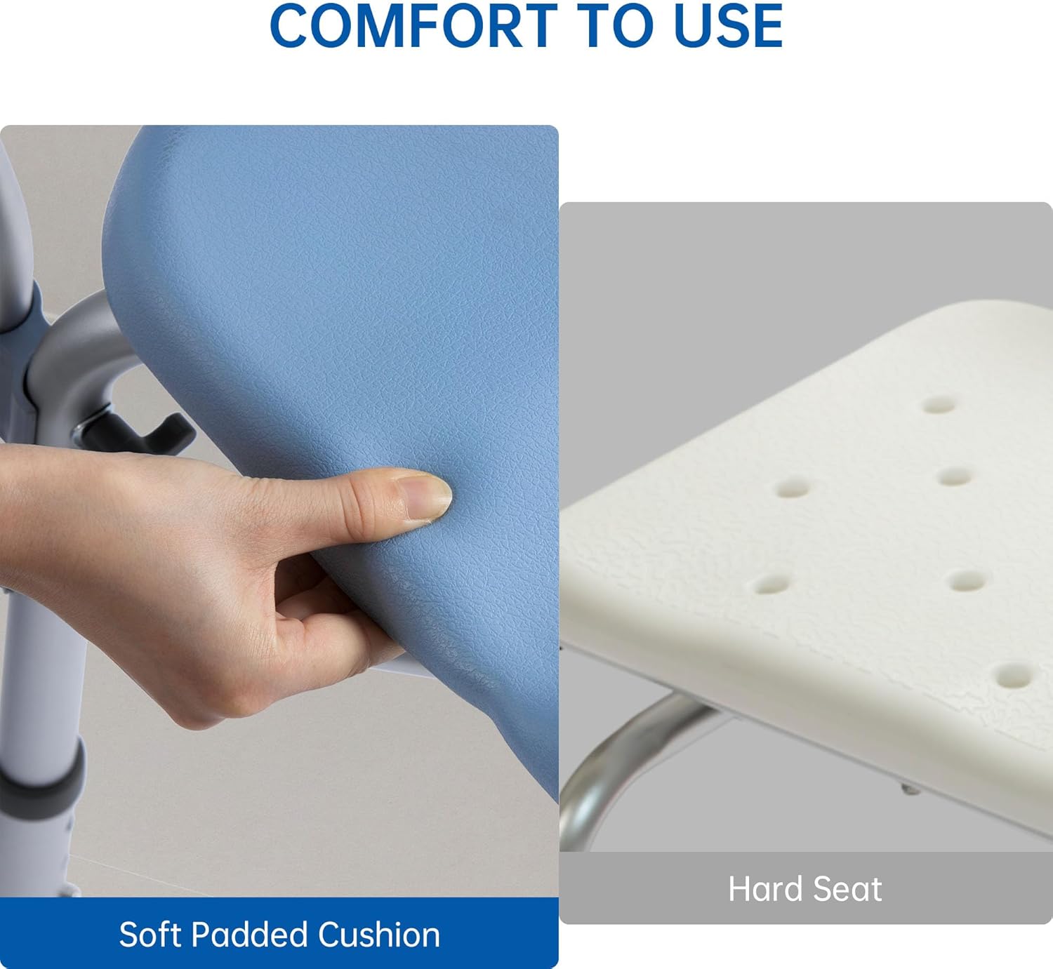 Silla de ducha acolchada de 500 libras, silla de baño resistente con respaldo, asiento de ducha médico para personas mayores, discapacitados y