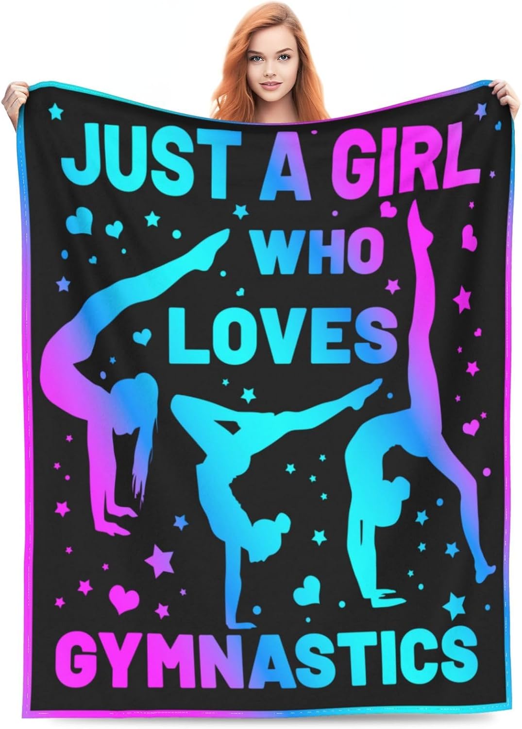 Manta de gimnasia, gimnasta de franela, forro polar, regalos para niñas adolescentes, mantas de gimnasia con texto en inglés “I Love”, para