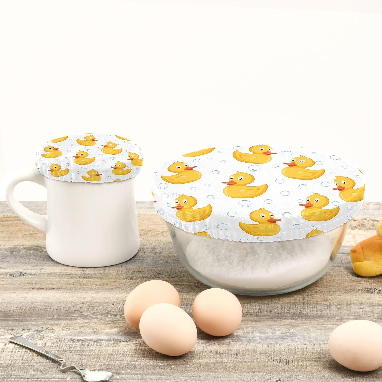 Rubber Duck – 5 fundas elásticas reutilizables para tazones para almacenamiento de alimentos, tapas de tela elástica con 5 tamaños diferentes,