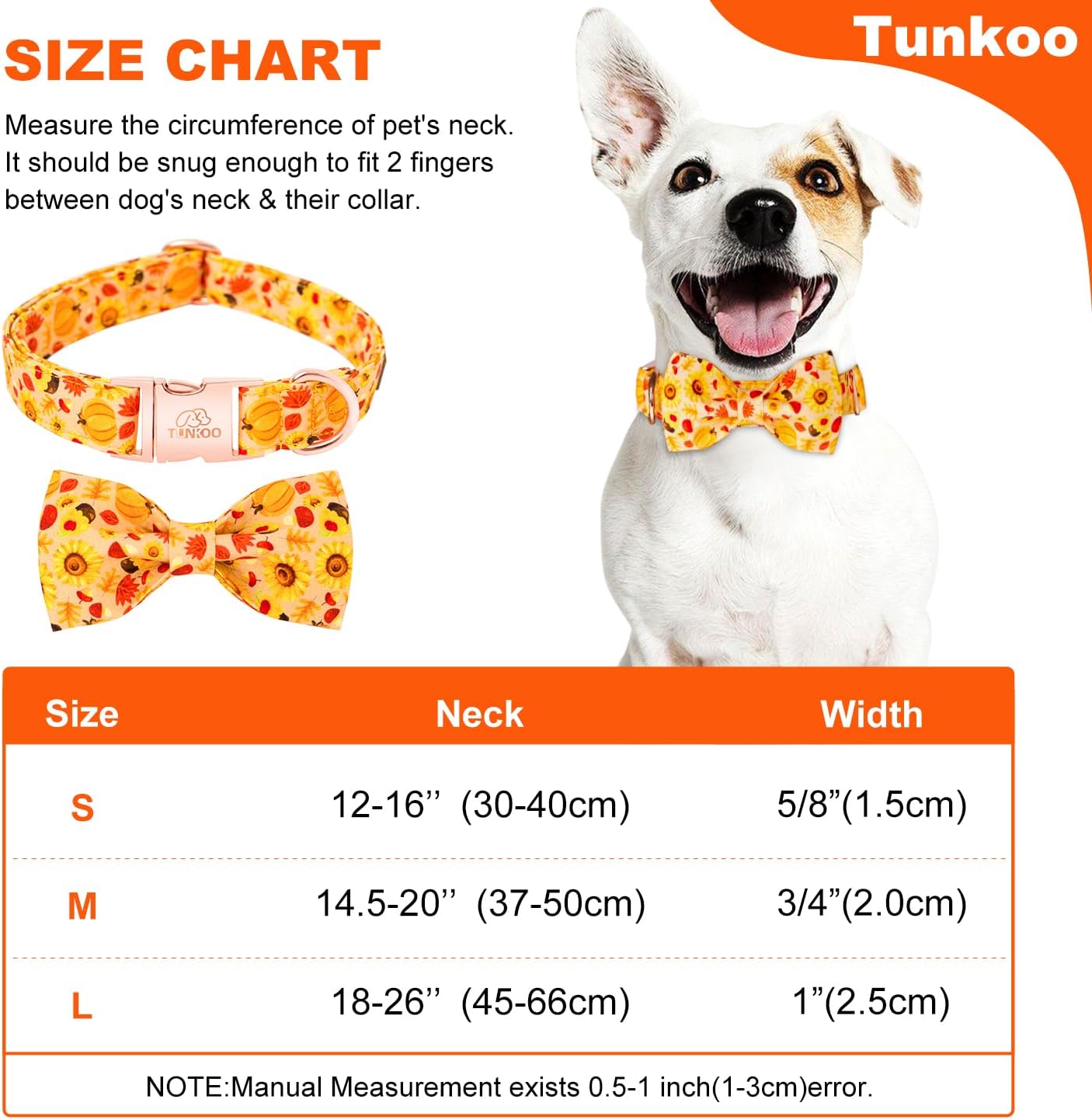 Collar de girasol para perro con elegante pajarita, collar de cachorro naranja ajustable, patrón floral, elegante y encantador, accesorio para