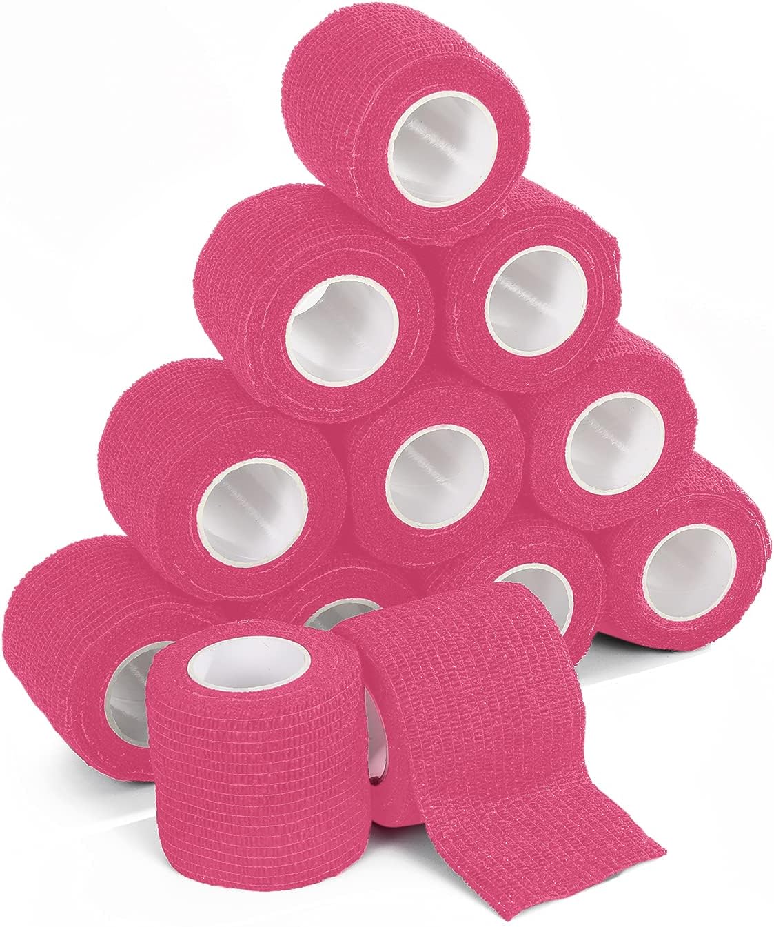 15 unidades de vendajes cohesivos autoadherentes de 2 pulgadas x 5 yardas, cinta médica, adhesivo de color rosa, flexibles, transpirables, de