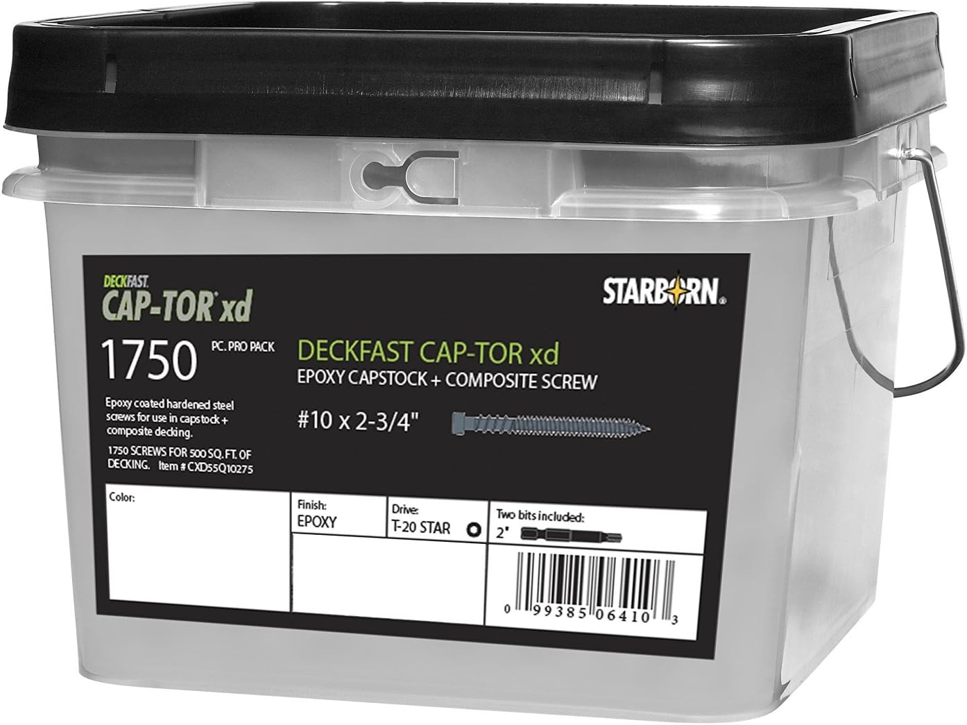 Starborn Cap-Tor xd Tornillos para PVC y Decking Compuesto – 1750 Pro Pack Cedro Epoxi Acabado #10 x 2-34″