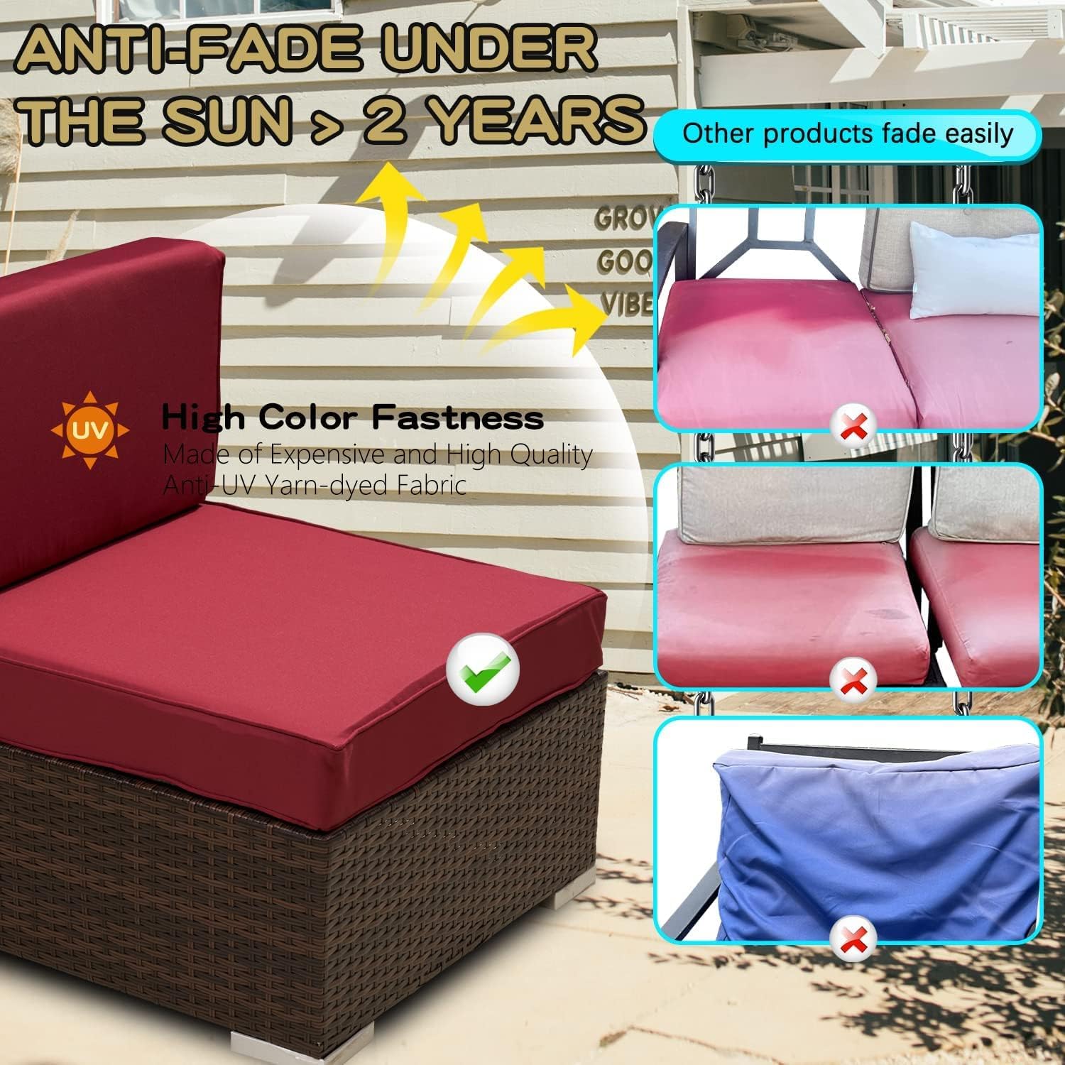 ClawsCover Juego de 2 fundas de repuesto para asiento y respaldo de exteriores para muebles de patio, sofá seccional, duradero, sin decoloración,