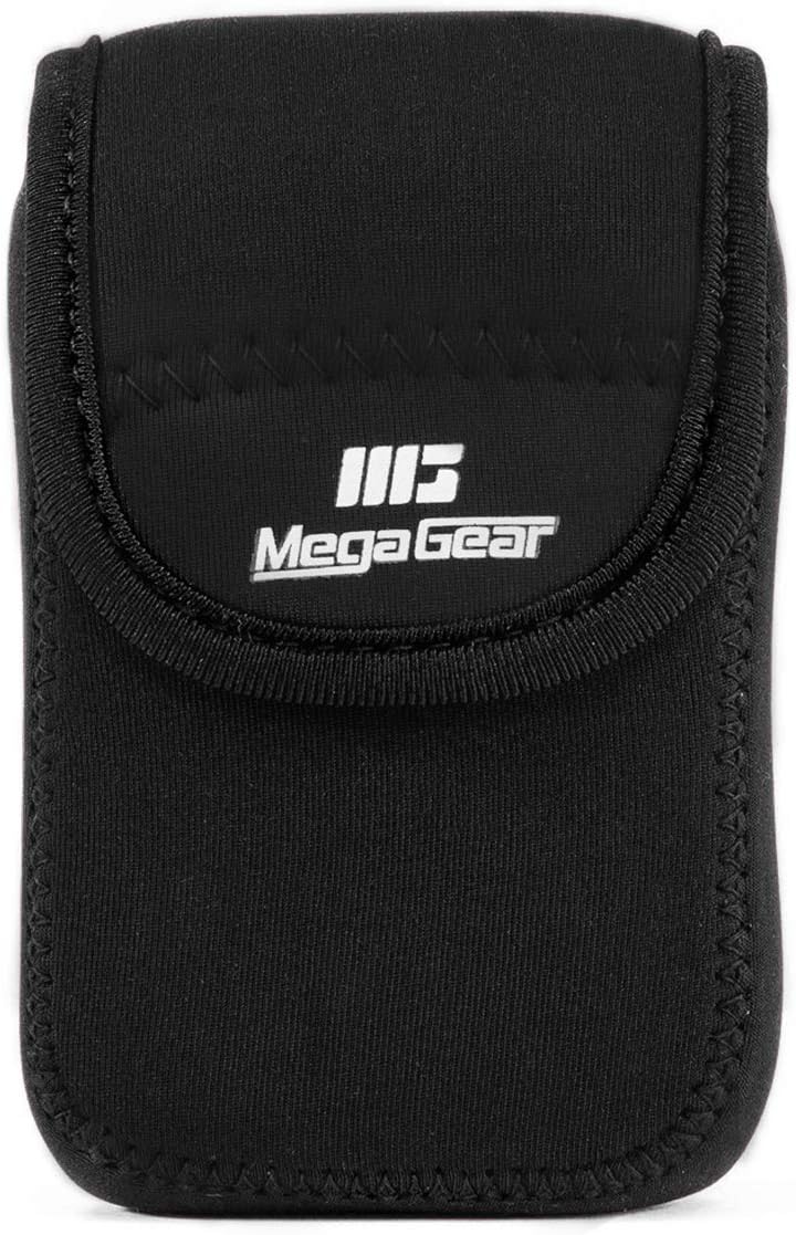 MegaGear Nikon Coolpix W300, AW130, Ricoh WG-30W, WG-50 Funda de neopreno ultra ligera para cámara, con mosquetón, color negro, MG1276, piel