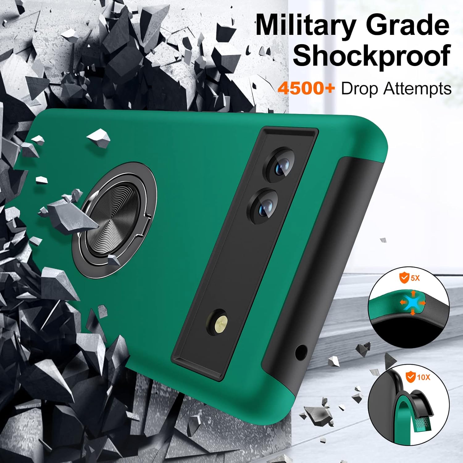 JAME Funda delgada y suave para Pixel 6a, con 2 protectores de pantalla de vidrio templado para Google Pixel 6a, protección de grado militar para