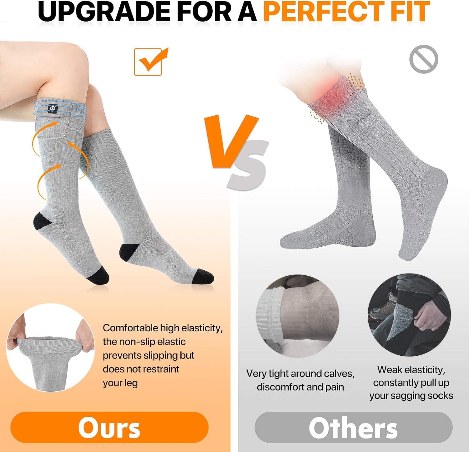 SNOW DEER Heated Socks for Men Women, 7.4V Rechargeable Battery Electric Socks, Heated Ski Socks for Hunting Fishing Camping Hiking Skiing Foot