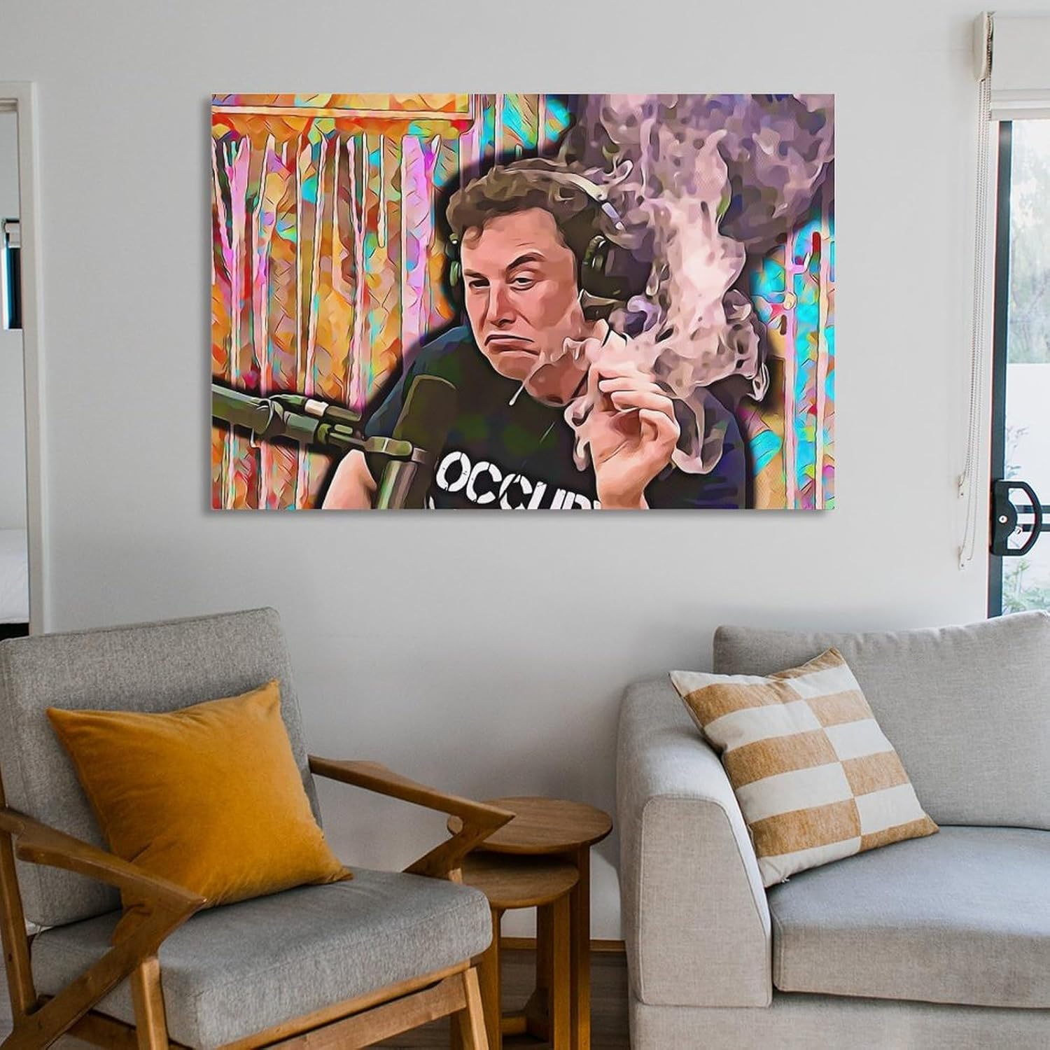 Elon Musk – Póster de fumar en alta definición sobre lienzo, pintura de pared, para decoración de sala de estar, regalo para niños, 12 x 18 pulgadas