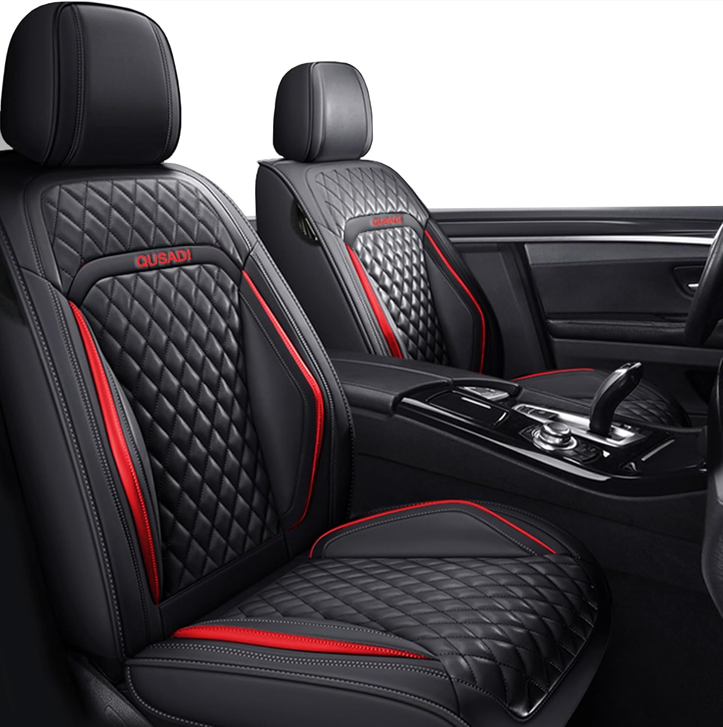 04 Leather Car Seat Covers Full Set Faux Leatherette Automotive Vehicle Cushion Cover Universal Fit Most Cars Sedans SUVs and Trucks (Black, Full