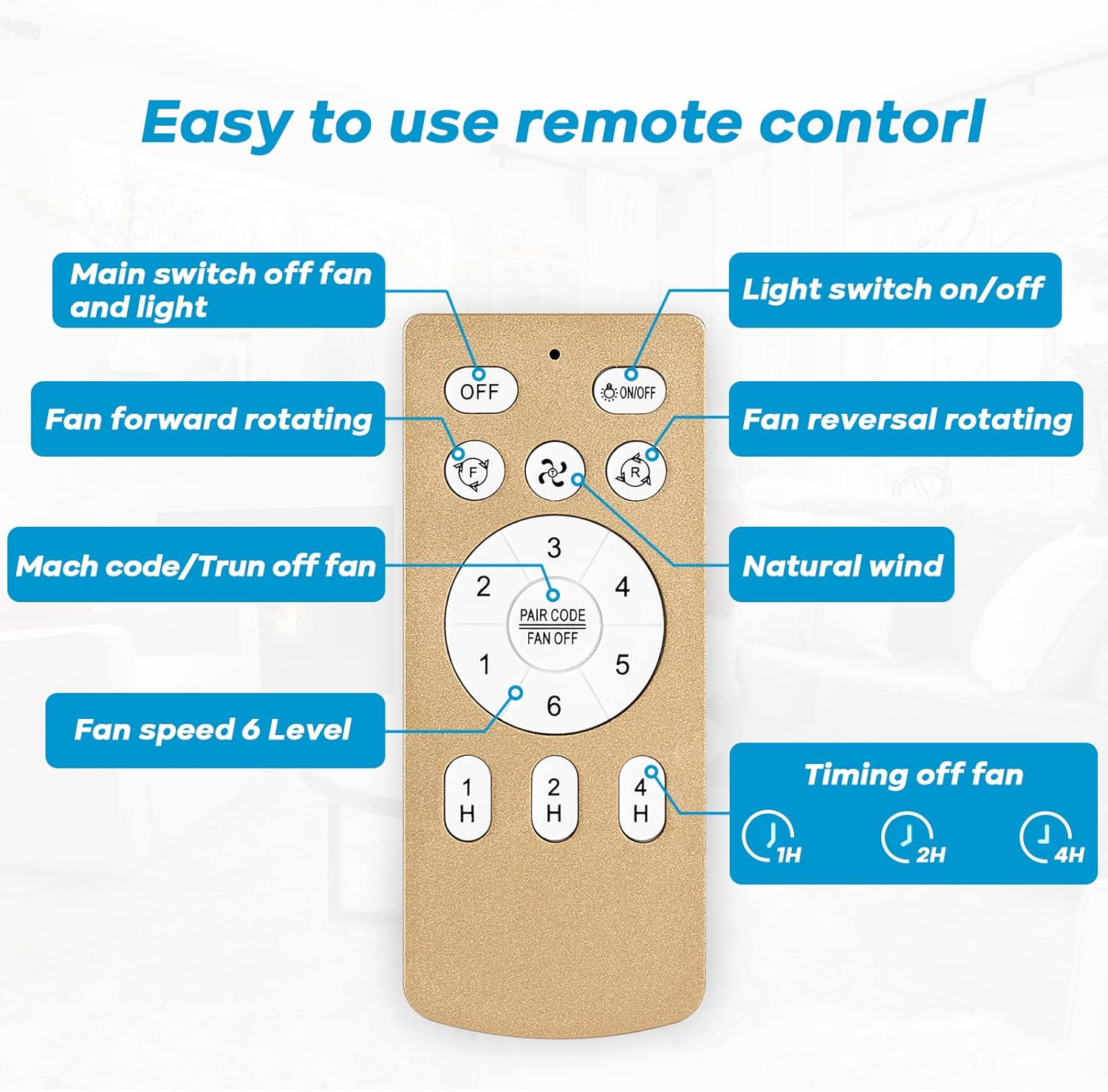 Luupyia Ventiladores de techo tipo jaula con luces y control remoto de 6 velocidades reversibles, ventilador de techo rústico de 18 pulgadas con luz