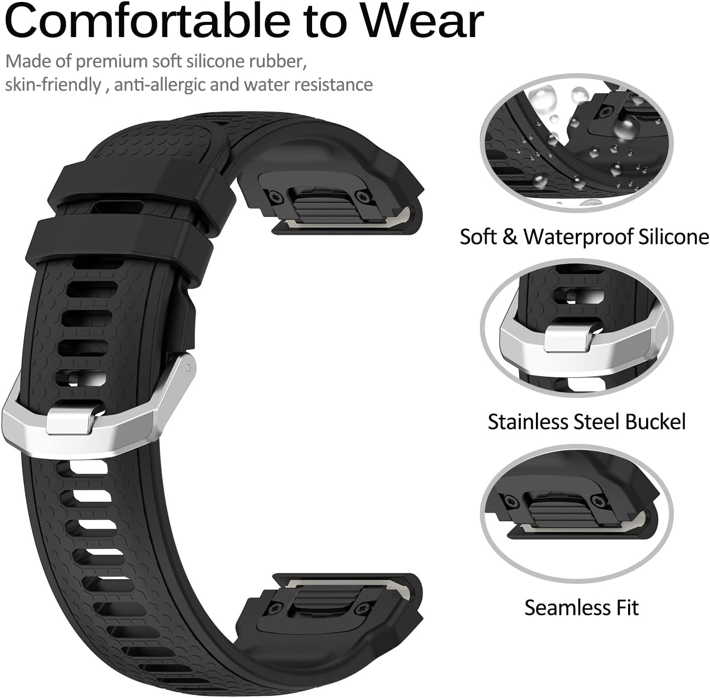 Miimall Compatible con las correas de reloj Amazfit Falcon de 0.866 in para mujeres y hombres, correa de silicona sin huecos, correas de repuesto