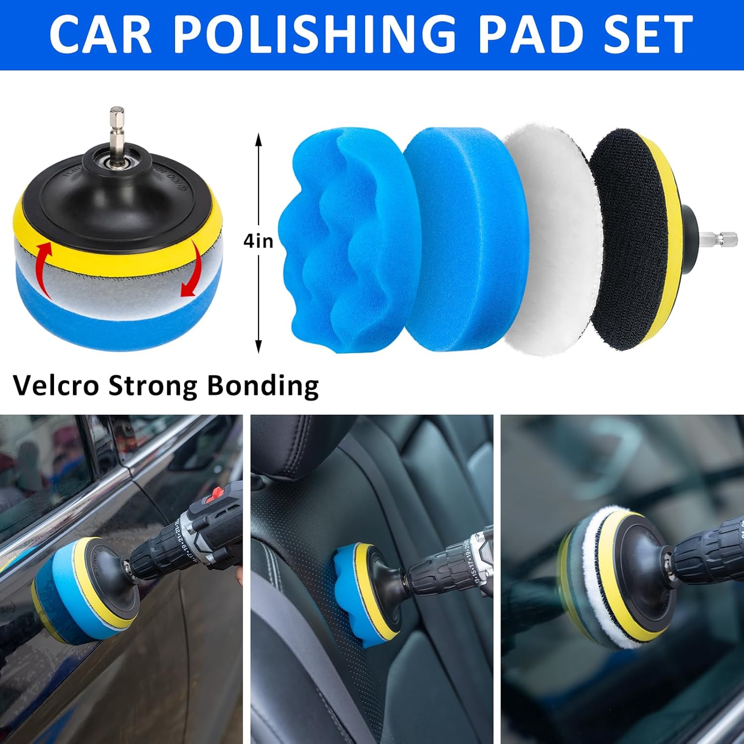 AUTODECO Juego de 24 cepillos para detalles de automóvil, kit de detallado de automóvil, juego de cepillos de taladro para detallado automático,