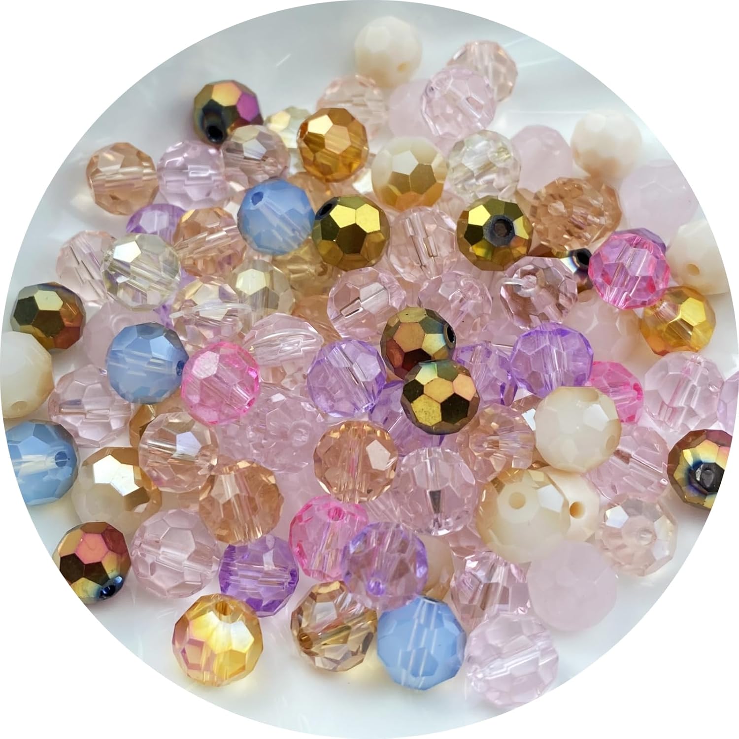 400 cuentas redondas de cristal de 0.157 pulgadas (0.157 in), cuentas espaciadoras para hacer joyas, pulseras, aretes, collares, campanillas de