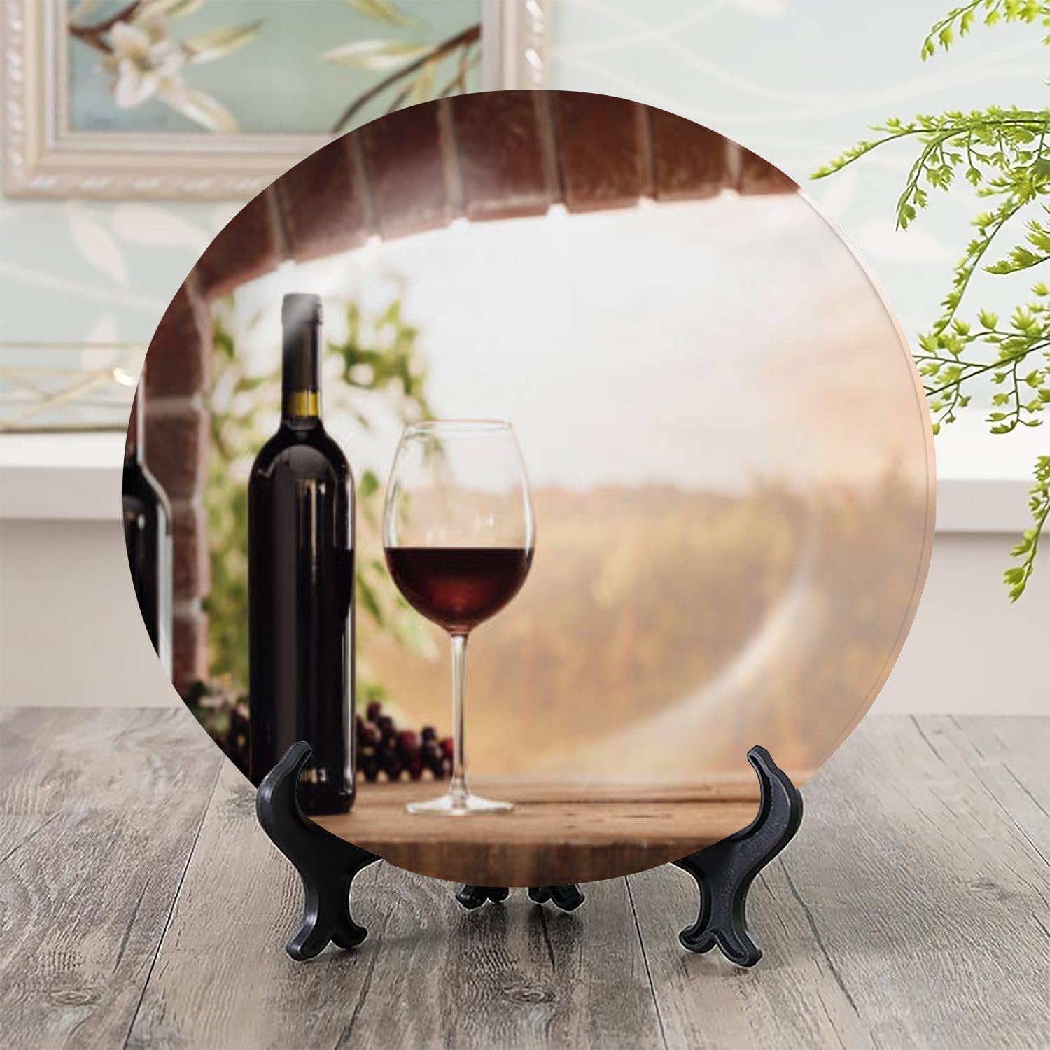 Placa de cerámica para colgar en la pared, decoración de cata de vino tinto, pintura de bodega, placa decorativa de porcelana para sala de estar,