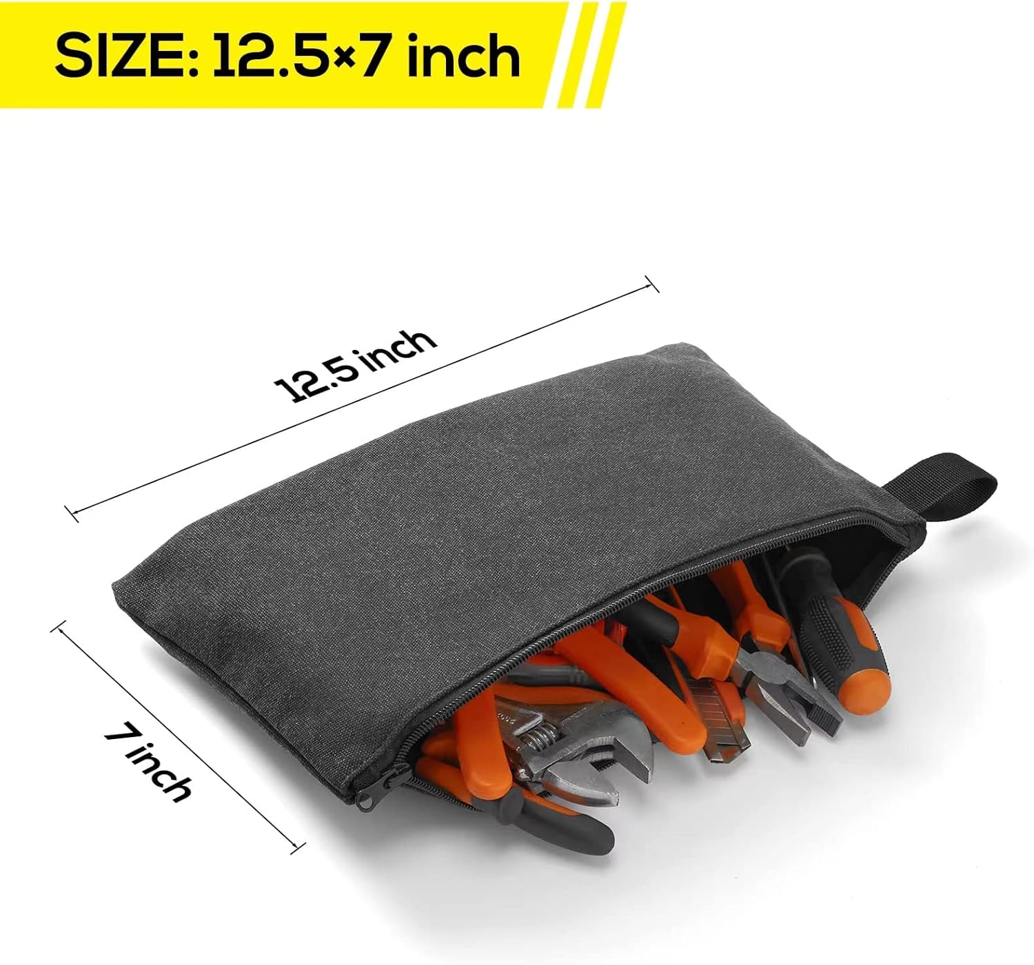 Paquete de 8 bolsas de herramientas de lona con cremallera, bolsa de herramientas pequeña resistente de 16 onzas, bolsa organizadora multiusos, para