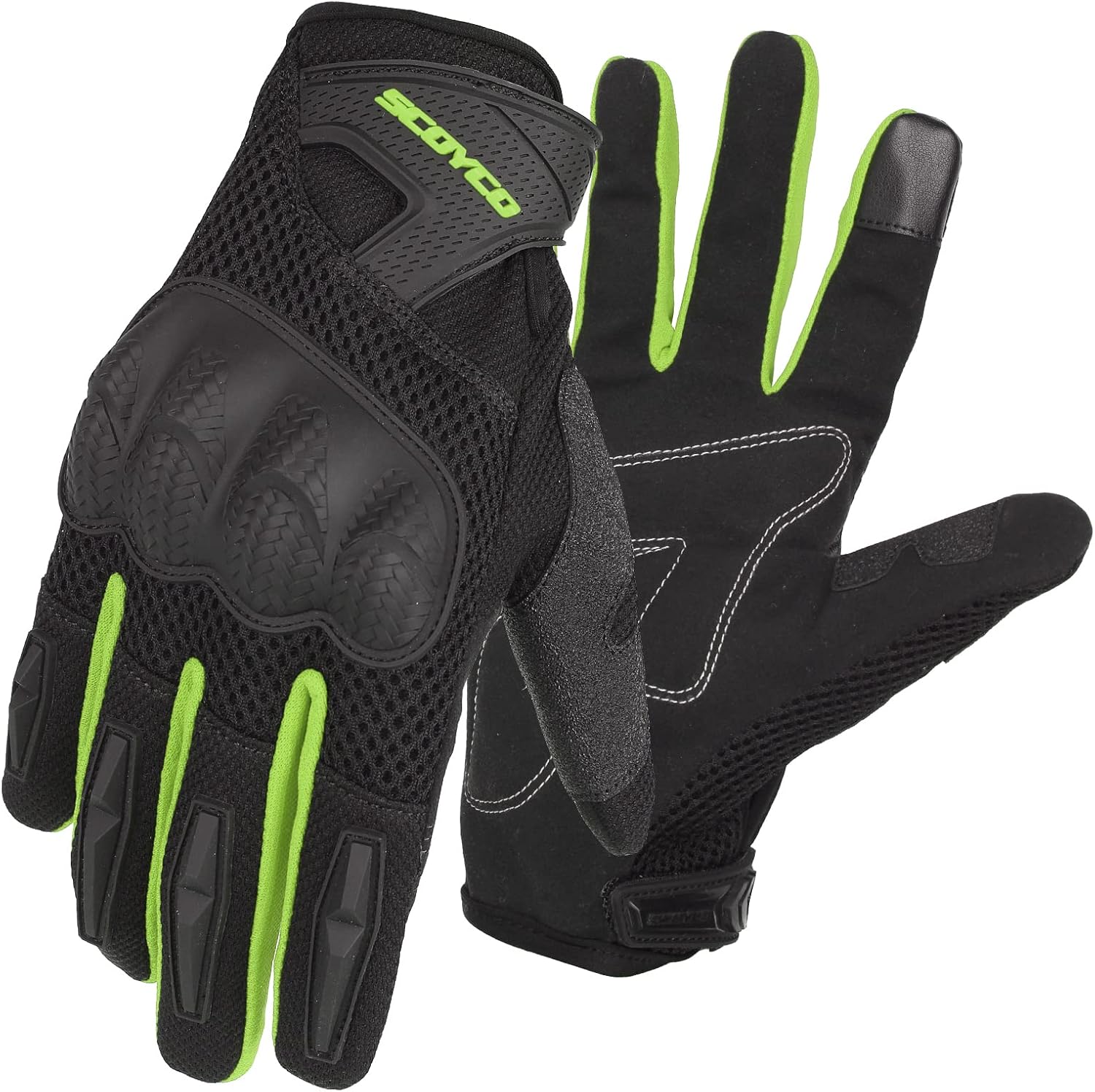 Scoyco Guantes de motocicleta de verano, guantes de trabajo de ciclismo de dedo completo, protector de nudillos, pantalla táctil, guantes de