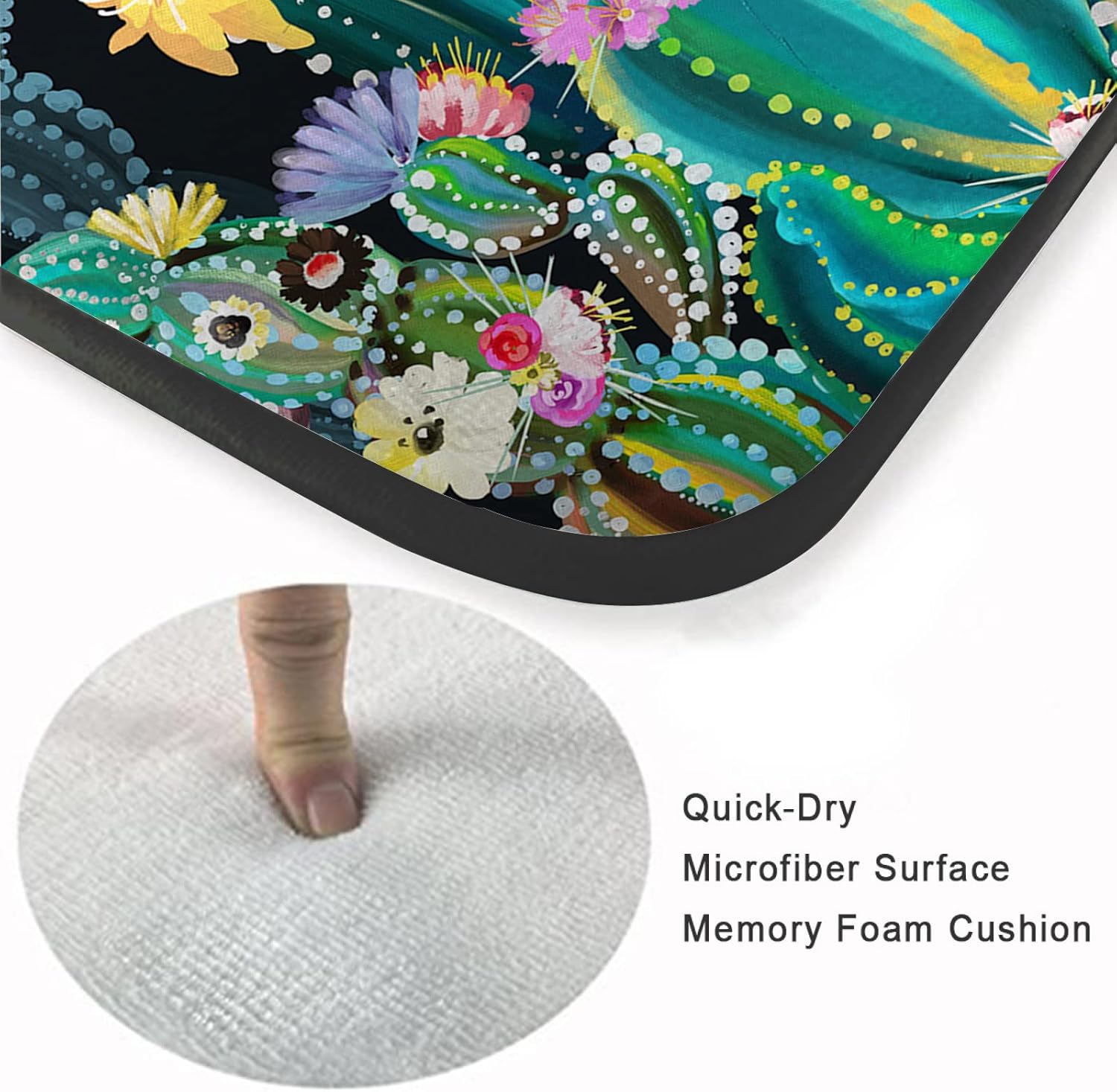 Tapete de esponja lavable para niñas, niños, dormitorio, sala de estar, acuarela, cactus, flores, plantas tropicales, suculentas, antideslizante,