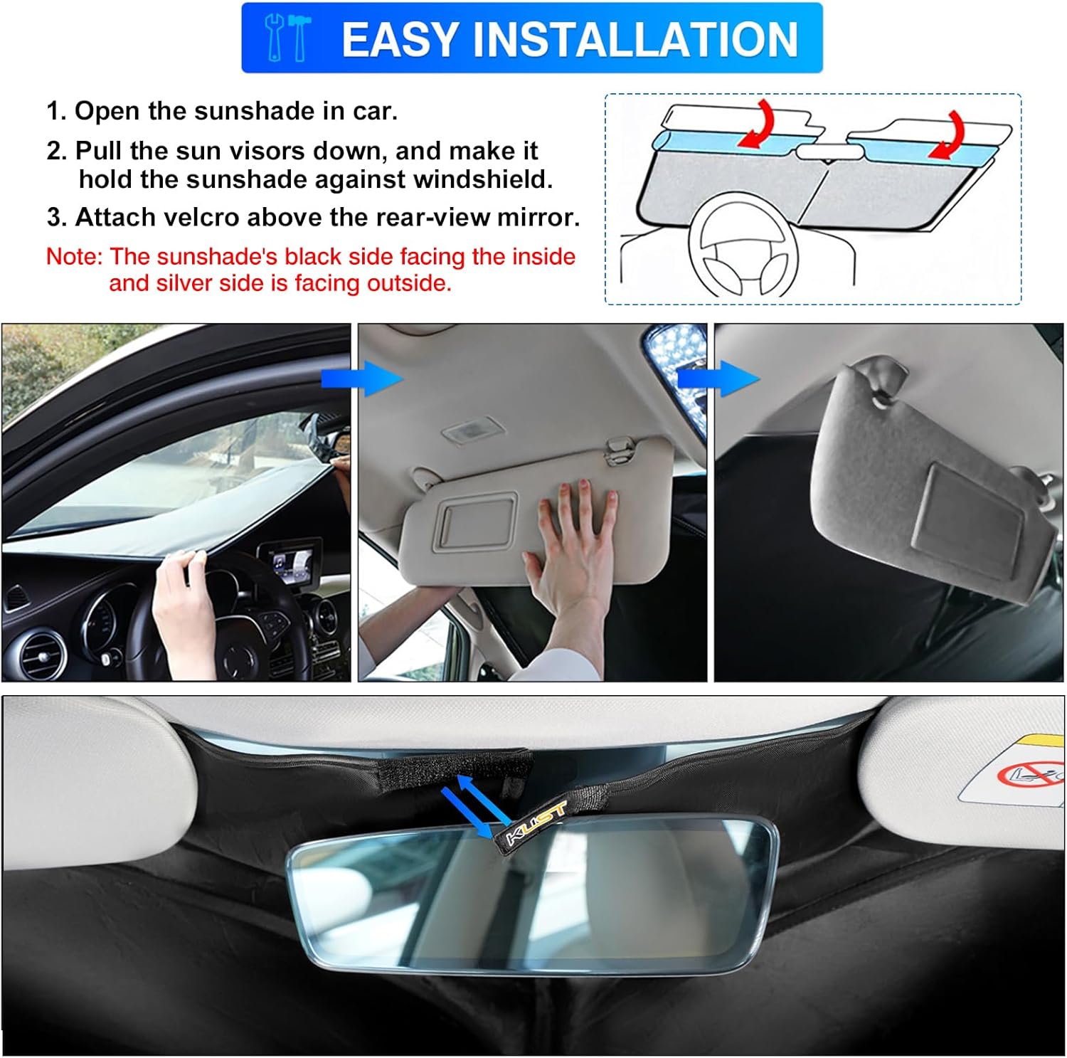 KUST Parasol para parabrisas de ajuste personalizado para Porsche Panamera Sedan 2017-2024, accesorios para parasol, protector de parasol plegable,