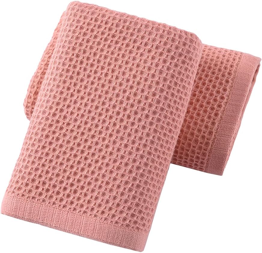 Juego de 2 toallas de mano de punto gofre, ligeras, altamente absorbentes, de secado rápido, 100% algodón, para baño, hoteles, viajes, spa y
