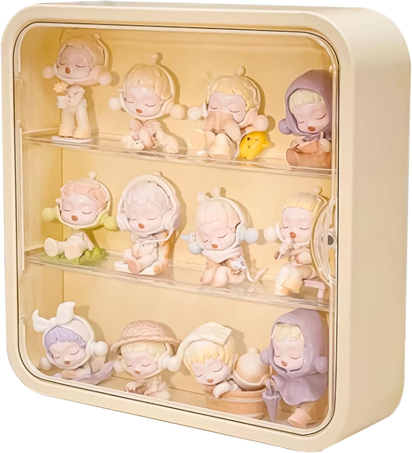 Vitrina transparente para figuras, caja de exhibición coleccionable con estantes, organizador de plástico montado en la pared o de escritorio,