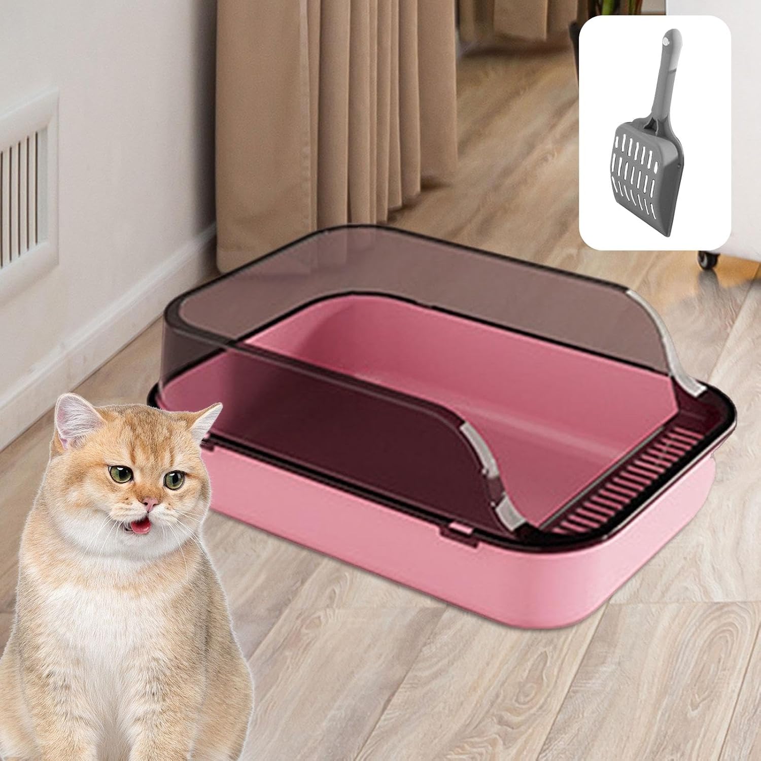 Caja de arena para gatos, bandeja de arena para mascotas, fácil de limpiar, bandeja de arena semicerrada para gatitos, inodoro para gatos pequeños,