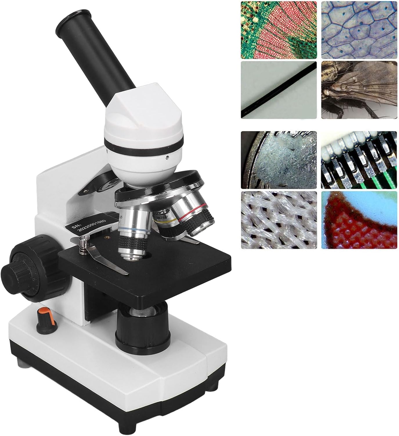 Microscopios 40X-640X para estudiantes niños adultos, microscopio monocular de alto aumento con cuerpo metálico, microscopios monoculares de