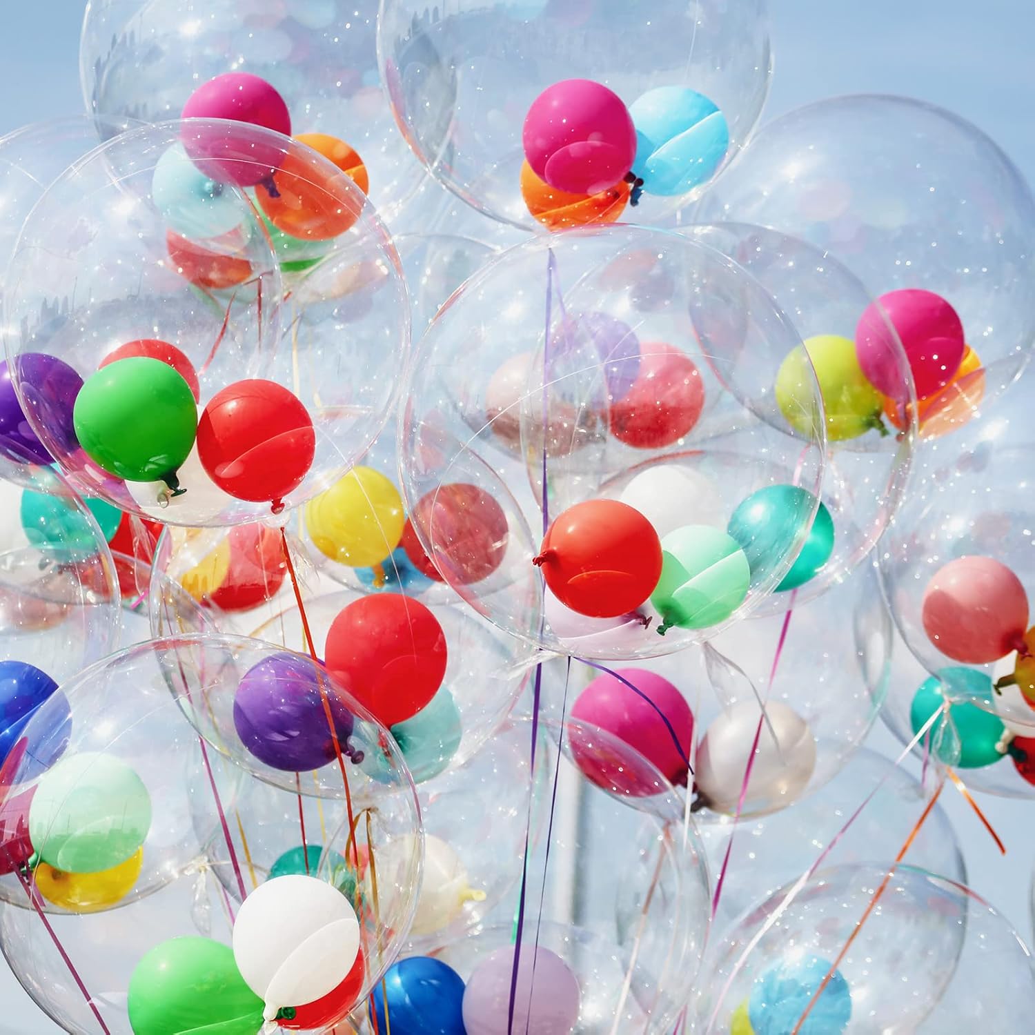 Sosation 90 globos transparentes grandes para rellenar globos Bobo preestirados, globos transparentes rellenables, globos de boca ancha, globos de