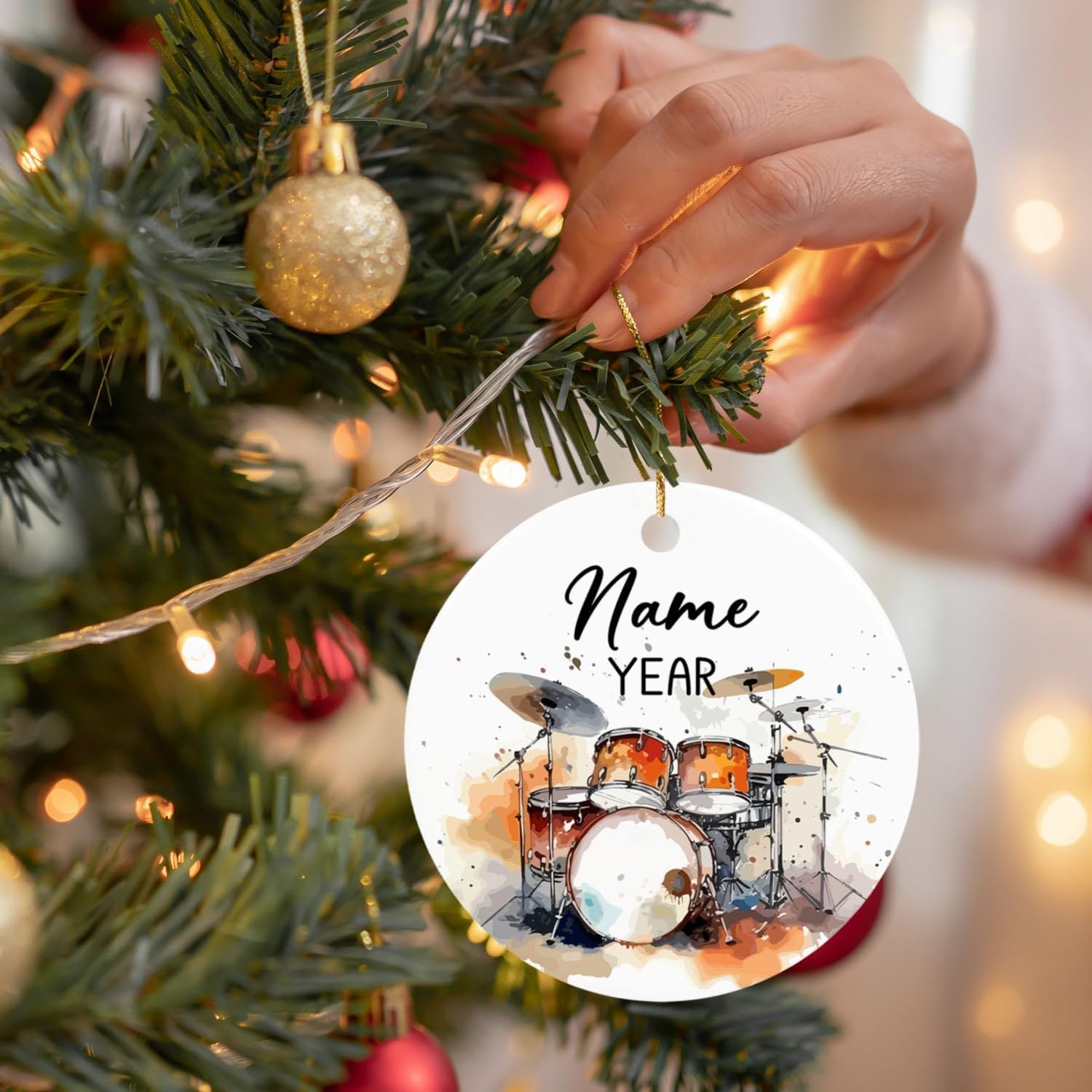 Adorno personalizado con nombre, adorno para árbol de Navidad 2023, adorno de Navidad personalizado para bateristas de banda, amantes de la batería,