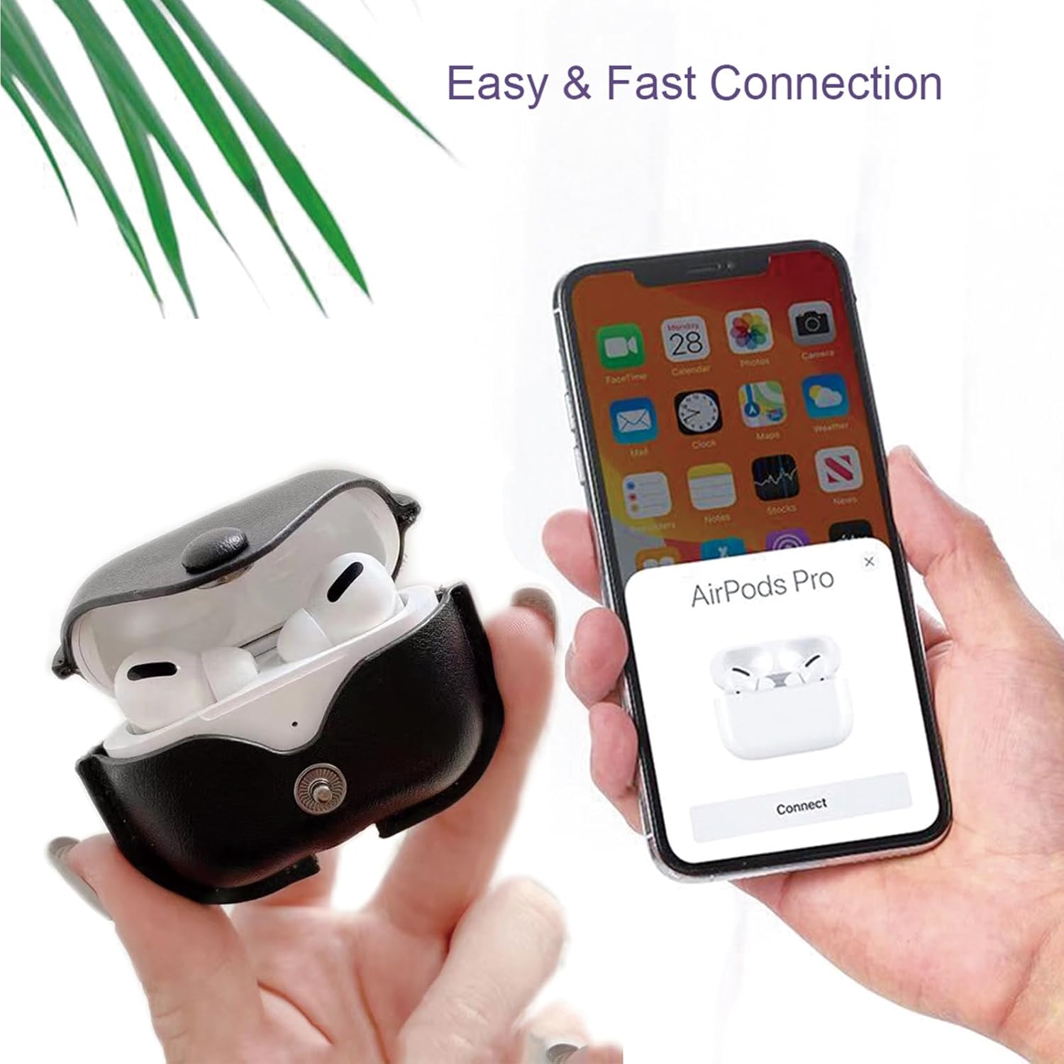 AirPods 3 Funda de cuero para Apple AirPods de 3 generación de moda, funda negra con cierre a presión, funda de carga (negro)