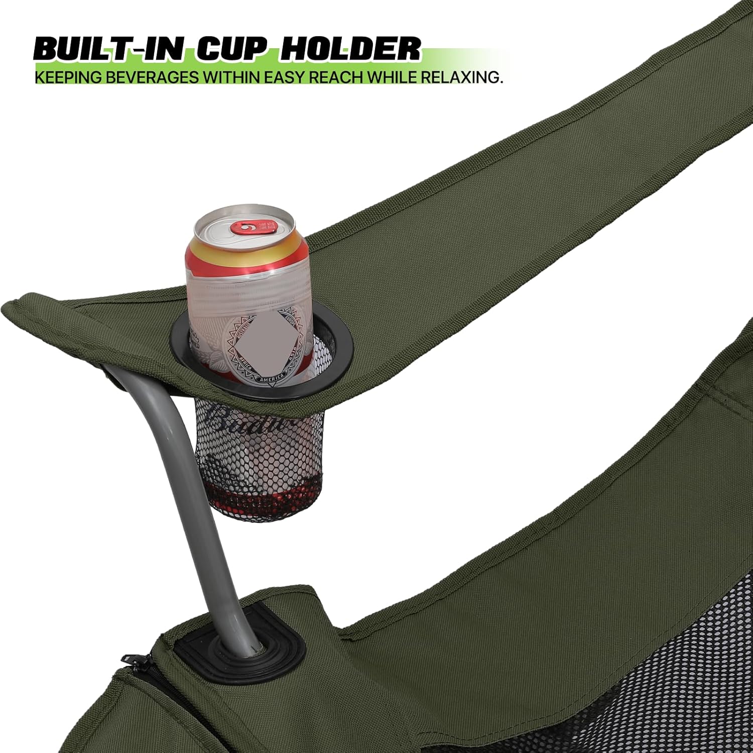 Magshion Silla de camping plegable reclinable con reposapiés para adultos, silla plegable resistente con reposapiés, juego de 2, verde oscuro