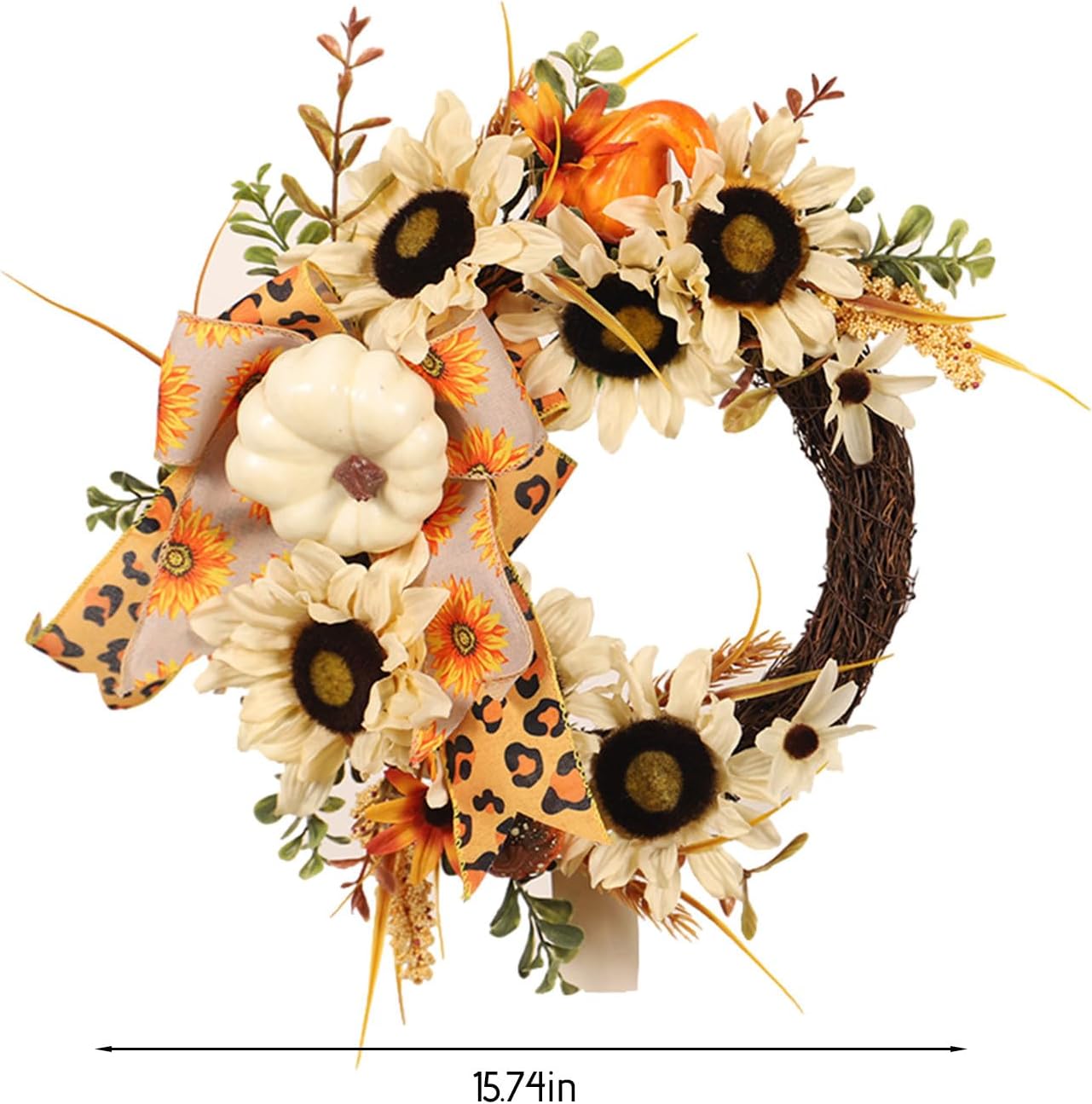 Corona de puerta de Halloween, guirnalda de hojas de arce, corona de otoño e invierno para Navidad, Acción de Gracias, adornos decorativos para el