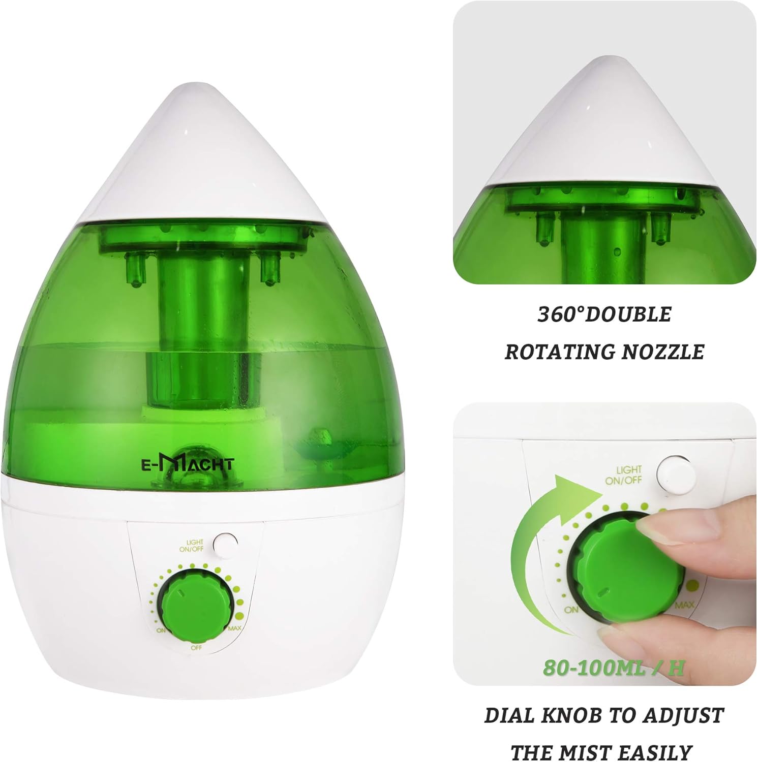 TRY & DO Humidificador de plantas pequeñas para interiores hasta 12 horas Humidificador de aire 1L con luz nocturna opcional humidificadores de