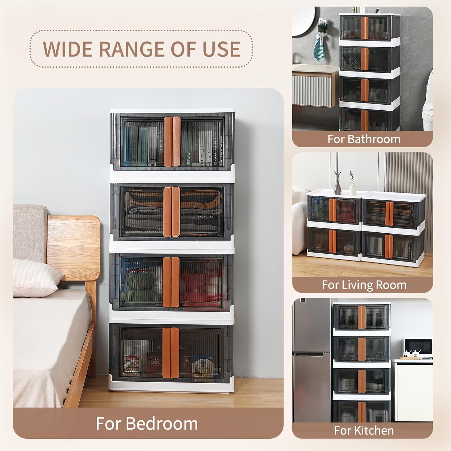 Closet Organizers and Storage – Storage Bins with Lids & Wheels 19 Gal, Collapsible Stackable Storage Bins, Trunk Organizer Folding Storage Box for