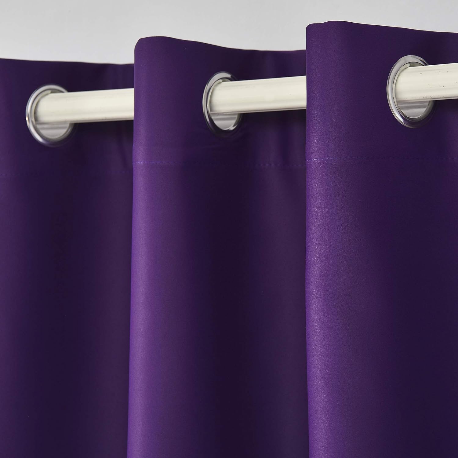 RAIN CITY Cenefas opacas moradas para tratamiento de ventanas de 18 pulgadas de largo, con aislamiento térmico sólido y ojales en la parte superior,