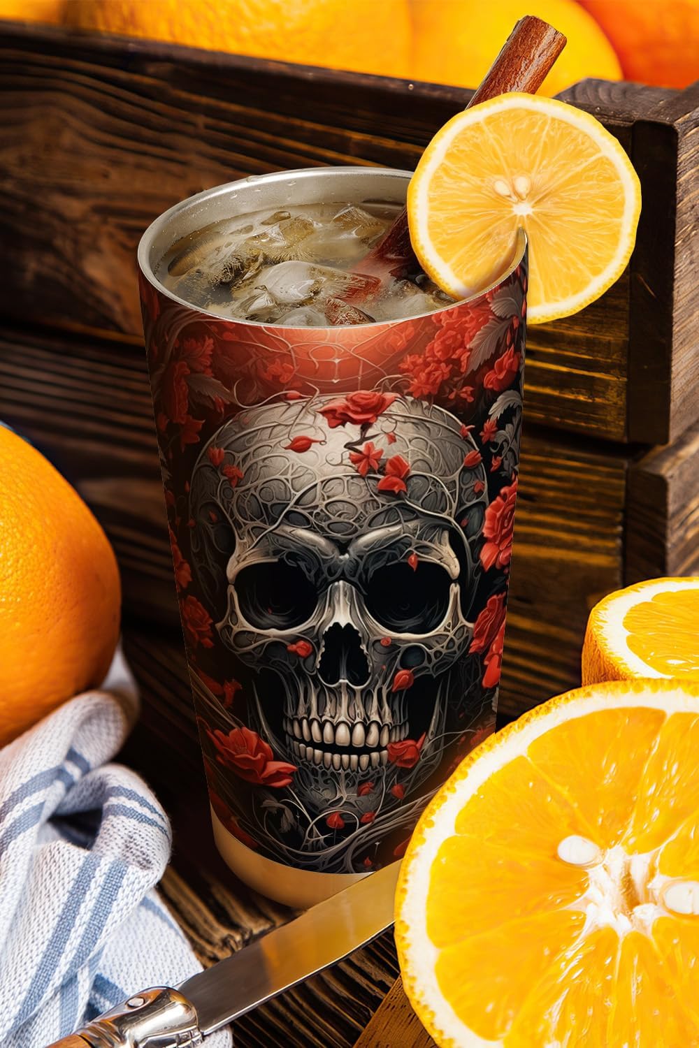 Vaso de Halloween de 20 onzas  Vaso de calavera  Vaso de calavera de calabaza de Halloween, taza de viaje aislada con tapa, termo de café para