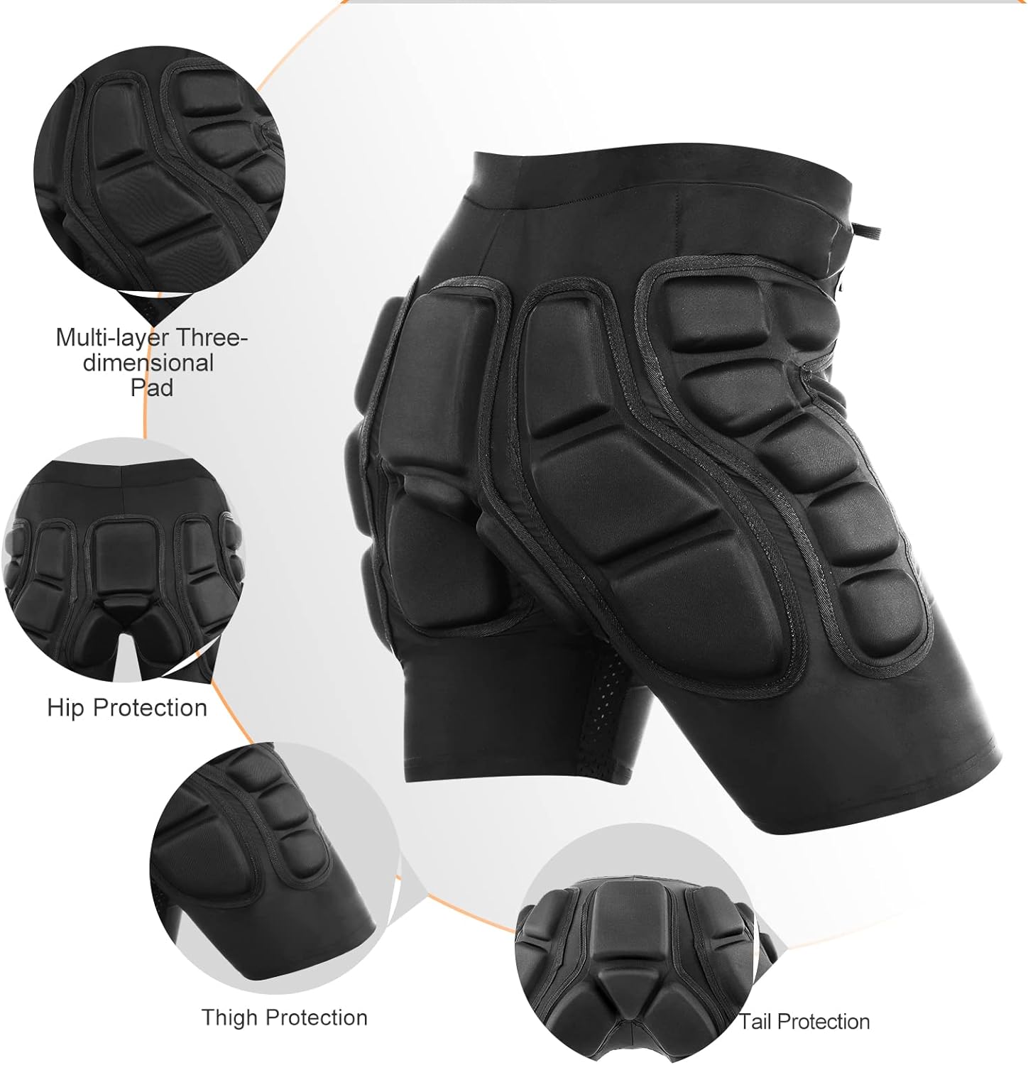 Relaxyee Pantalones cortos acolchados de protección, resistencia a los impactos, ropa deportiva de protección contra impactos al aire libre para