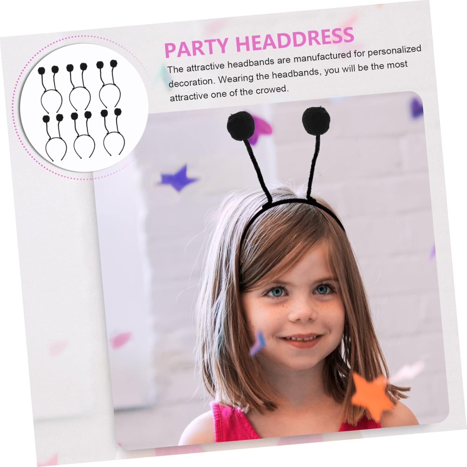 Beavorty 12 diademas de bola de pelo para accesorios para cabeza de antena, boppers abejas, accesorio de cosplay, aros de pelo para niñas, diadema