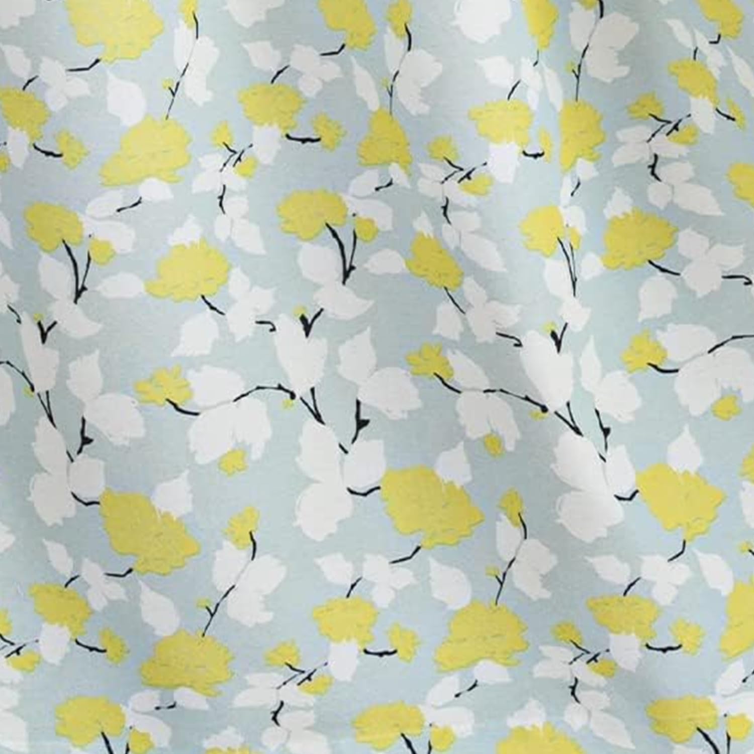 VOGOL Cortinas estampadas para ventana, cortinas con ojales para dormitorio y sala de estar, juego de 2 paneles, 52 x 96 pulgadas, flores blancas y