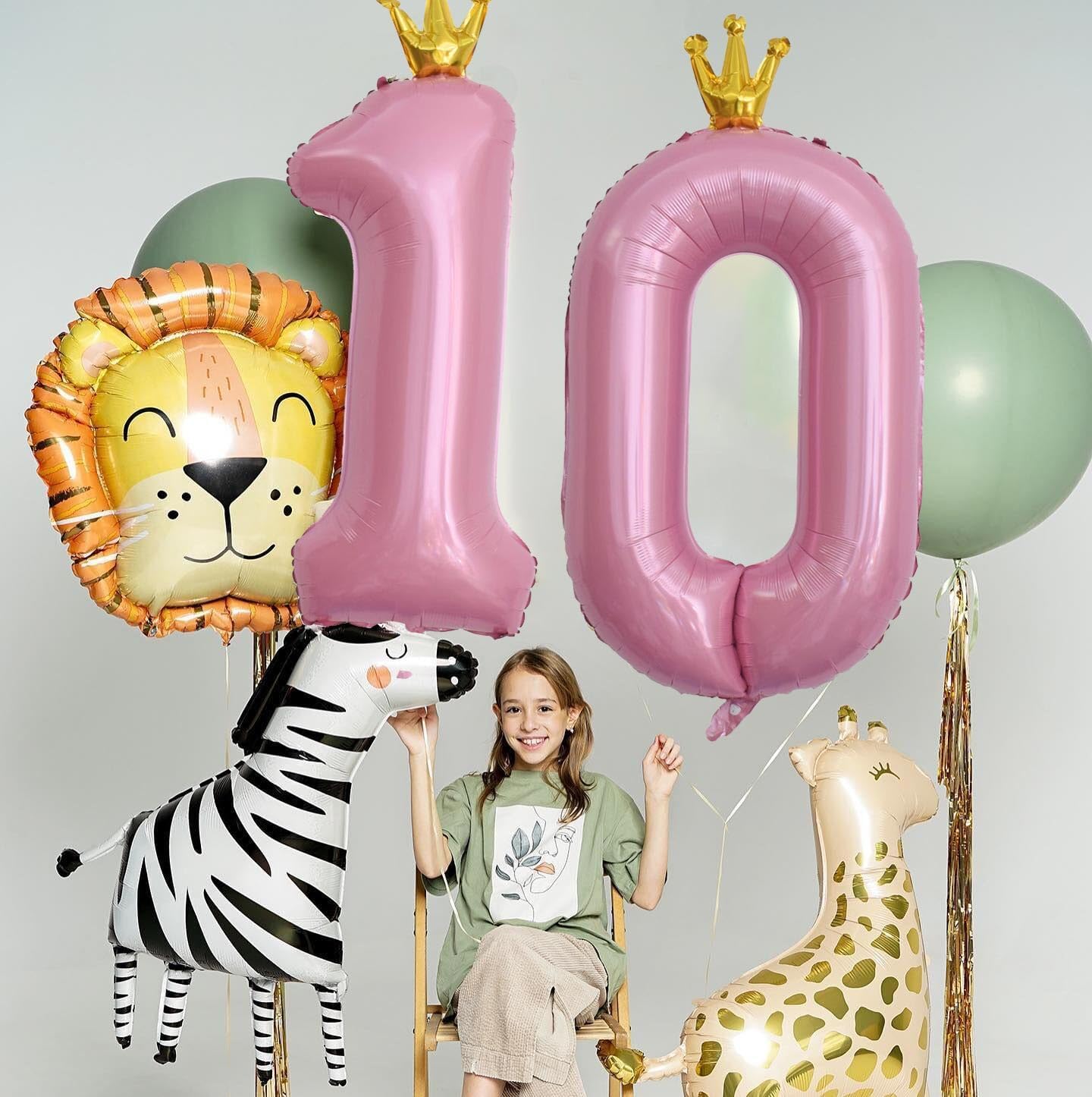 Globos rosa con corona de 40 pulgadas con número 0, globos de Mylar de color rosa claro gigantes para decoración de fiesta de cumpleaños, aniversario