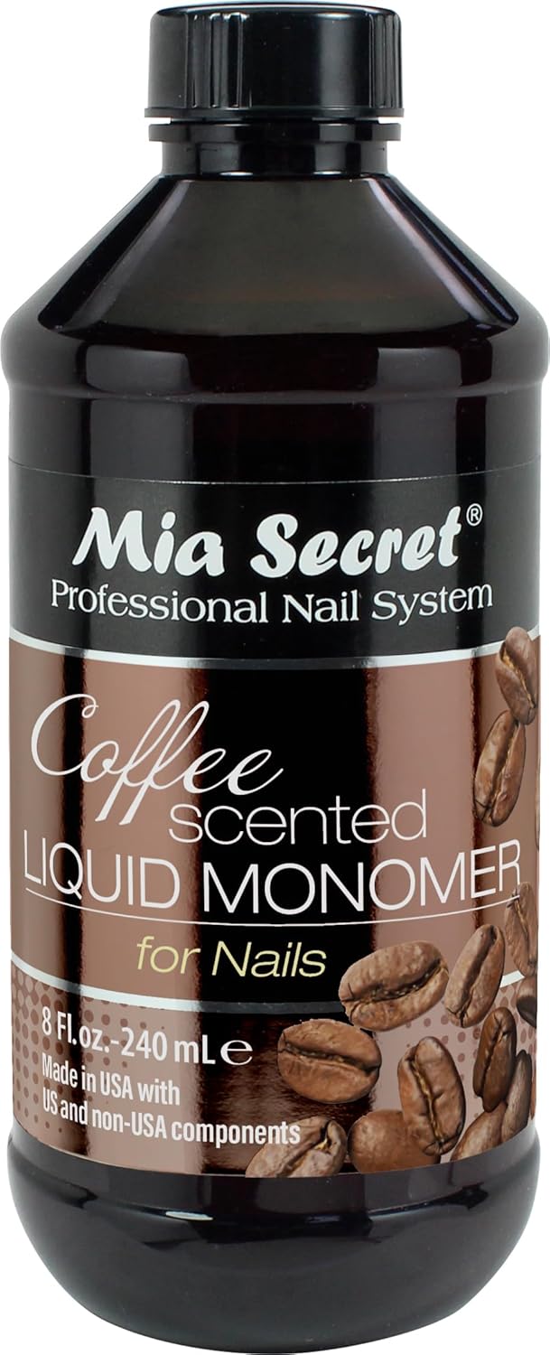 Mia Secret Monómero líquido con aroma a café, líquido acrílico alternativo para uñas en polvo acrílico, monómero EMA, líquido de monómero de uñas