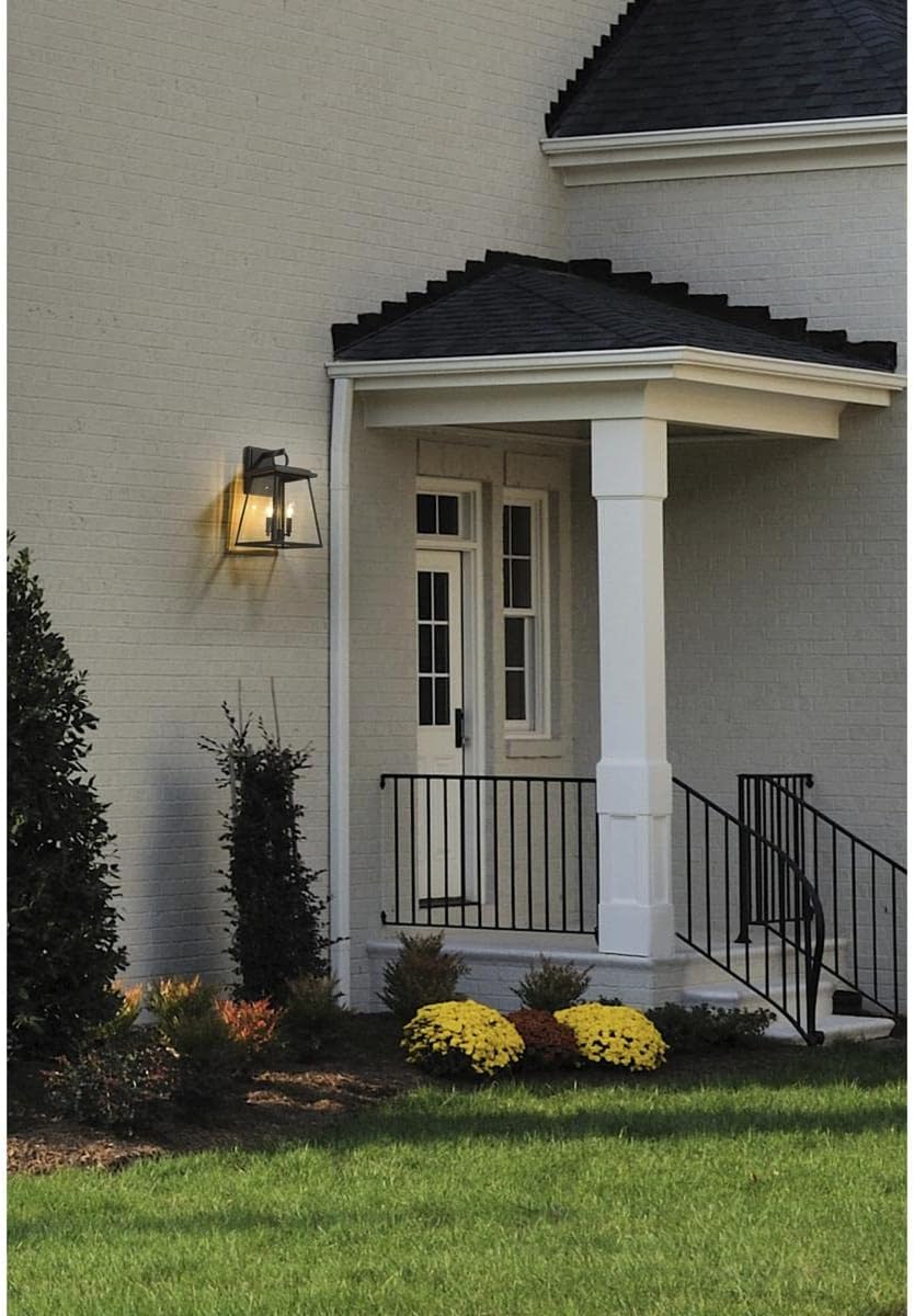 Z-Lite 521M-BK Broughton – Aplique de pared para exteriores de 2 luces en estilo artesano, 17.5 pulgadas de alto y 10.25 pulgadas de ancho,