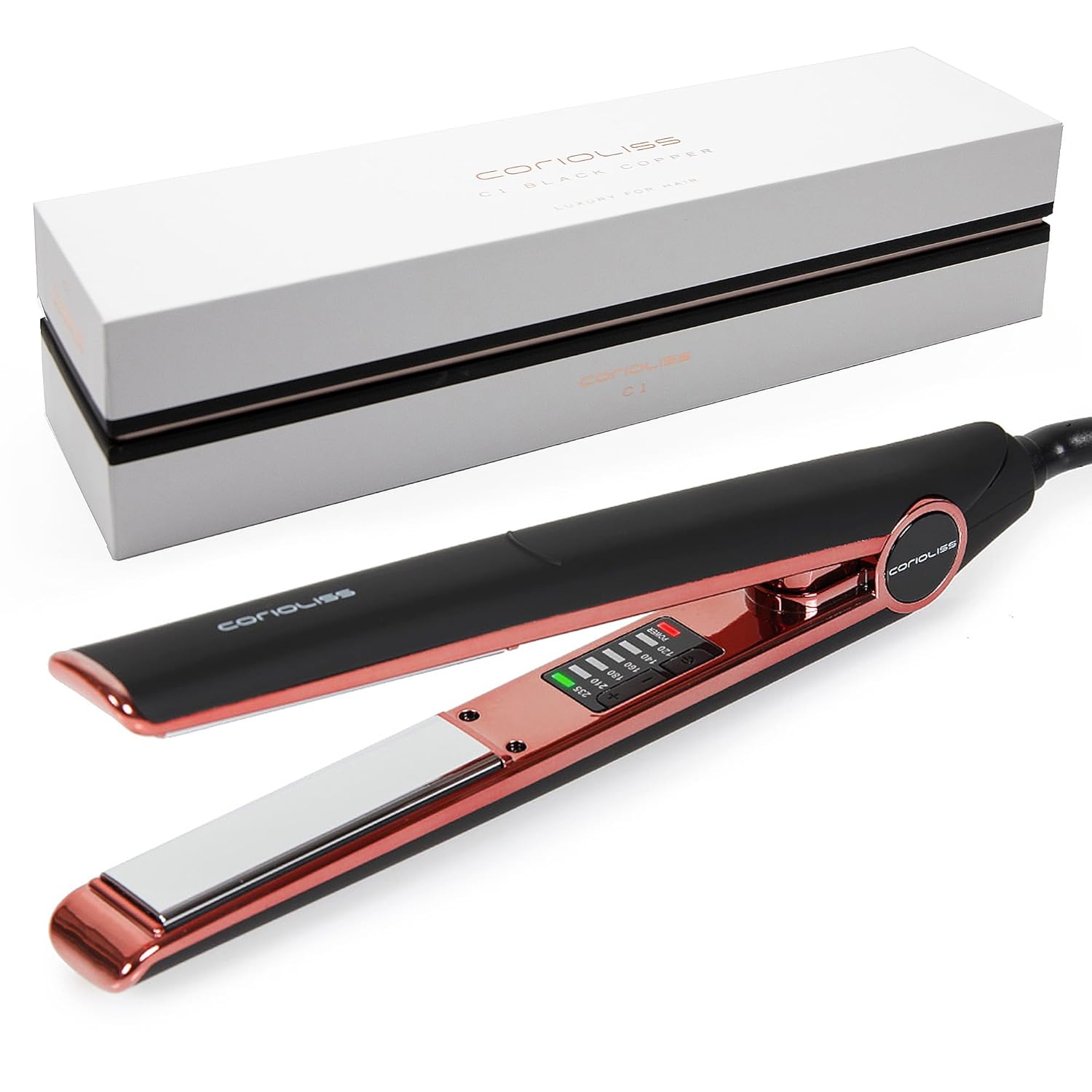 Corioliss Plancha de pelo C1 Plancha Profesional de Titanio Placas de Control de Temperatura Estuche de Viaje (Negro Suave al Tacto