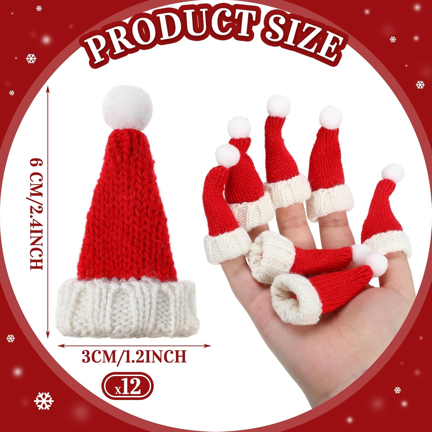 Bencailor Mini sombreros de Papá Noel para manualidades, pequeño sombrero de punto de Navidad, soporte para botella de vino, sombrero de muñeca de