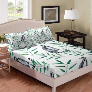 Madagascar – Sábana bajera ajustable tamaño individual, bonito juego de ropa de cama con patrón de lémur, tamaño individual para niños, niñas, Madagascar – Sábana bajera ajustable tamaño individual, bonito juego de ropa de cama con patrón de lémur, tamaño individual para niños, niñas,