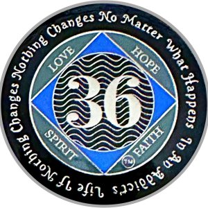 (Años 1-55) NA Medallón de 36 años, plata, chapado en color azul, narcóticos cubiertos de epoxi Moneda anónima (NA 36 años medallón) (Años 1-55) NA Medallón de 36 años, plata, chapado en color azul, narcóticos cubiertos de epoxi Moneda anónima (NA 36 años medallón)