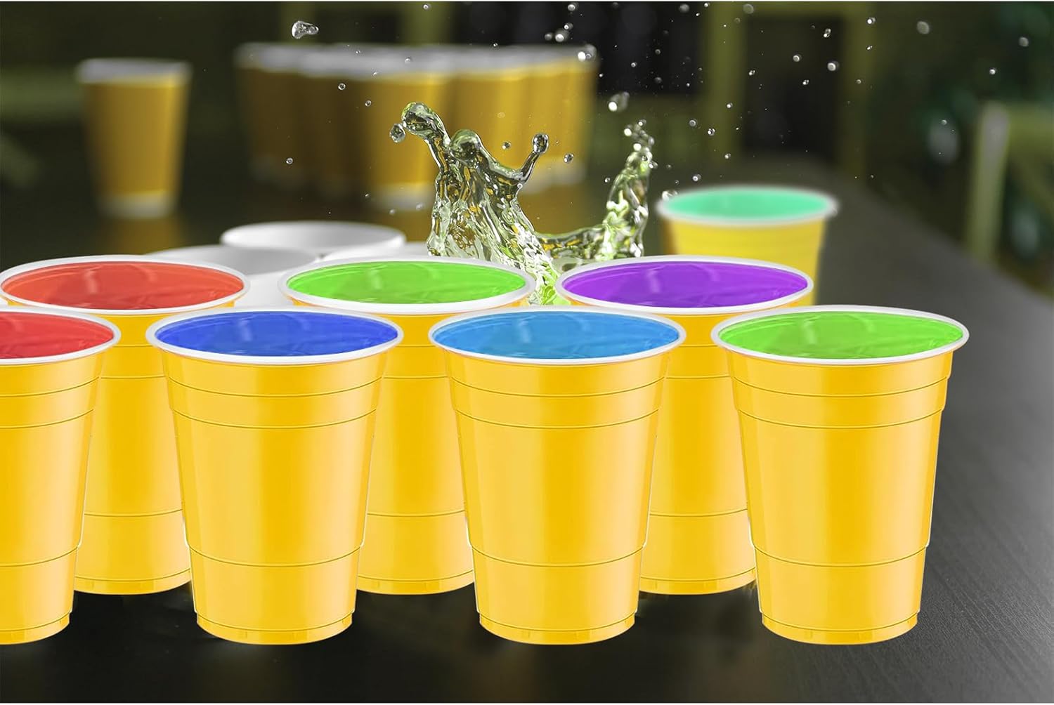 120 vasos de plástico amarillos de 16 onzas, vasos desechables de plástico de 16 onzas, vasos amarillos para fiesta, degustaciones, servidos,