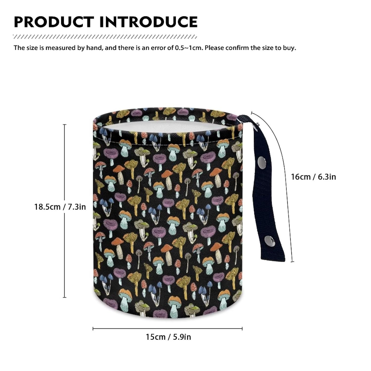 Darisoco Bolsa de basura de coche con diversos hongos, linda, portátil, plegable para asiento trasero, suelo o reposacabezas colgante, cesta de