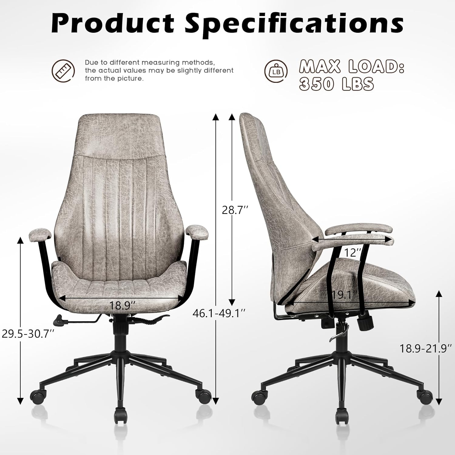 PUKAMI Morden Silla de oficina de cuero, silla de computadora, silla de escritorio ergonómica, silla de escritorio con respaldo alto, silla