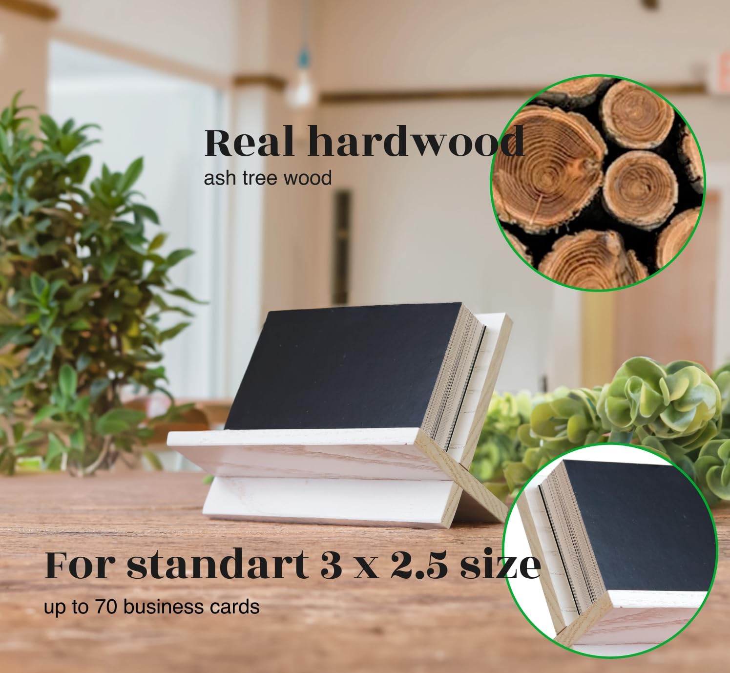 TOROS store Tarjetero de madera para escritorio (nogal blanco)